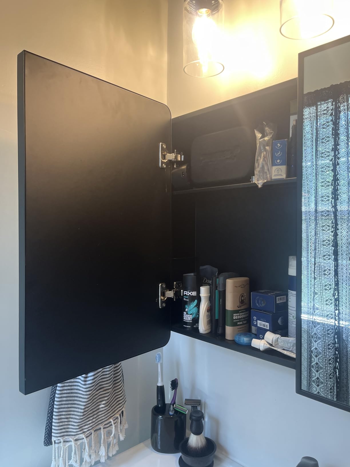Bathroom Medicine Cabinet with Mirror 24 x 30 Inch, Black Medicine Cabinet Recessed or Surface Wall-Mounted, Mirrored Cabinets with Sturdy Metal Adjustable Shelves for Bathroom Vanity customer photo 2