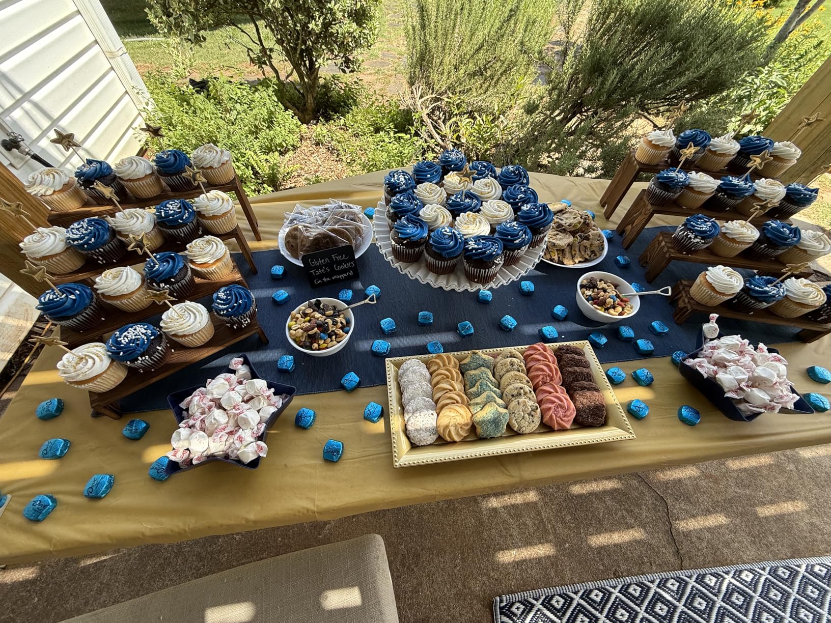2 Set Wooden Tiered Risers Display Stands for Vendor Events, Stackable Wood Cupcake Display Stand, Farmhouse Decor Wood Dessert Table Display Set, Vendor Booth Display Items, Food Display Risers for Party customer photo 2