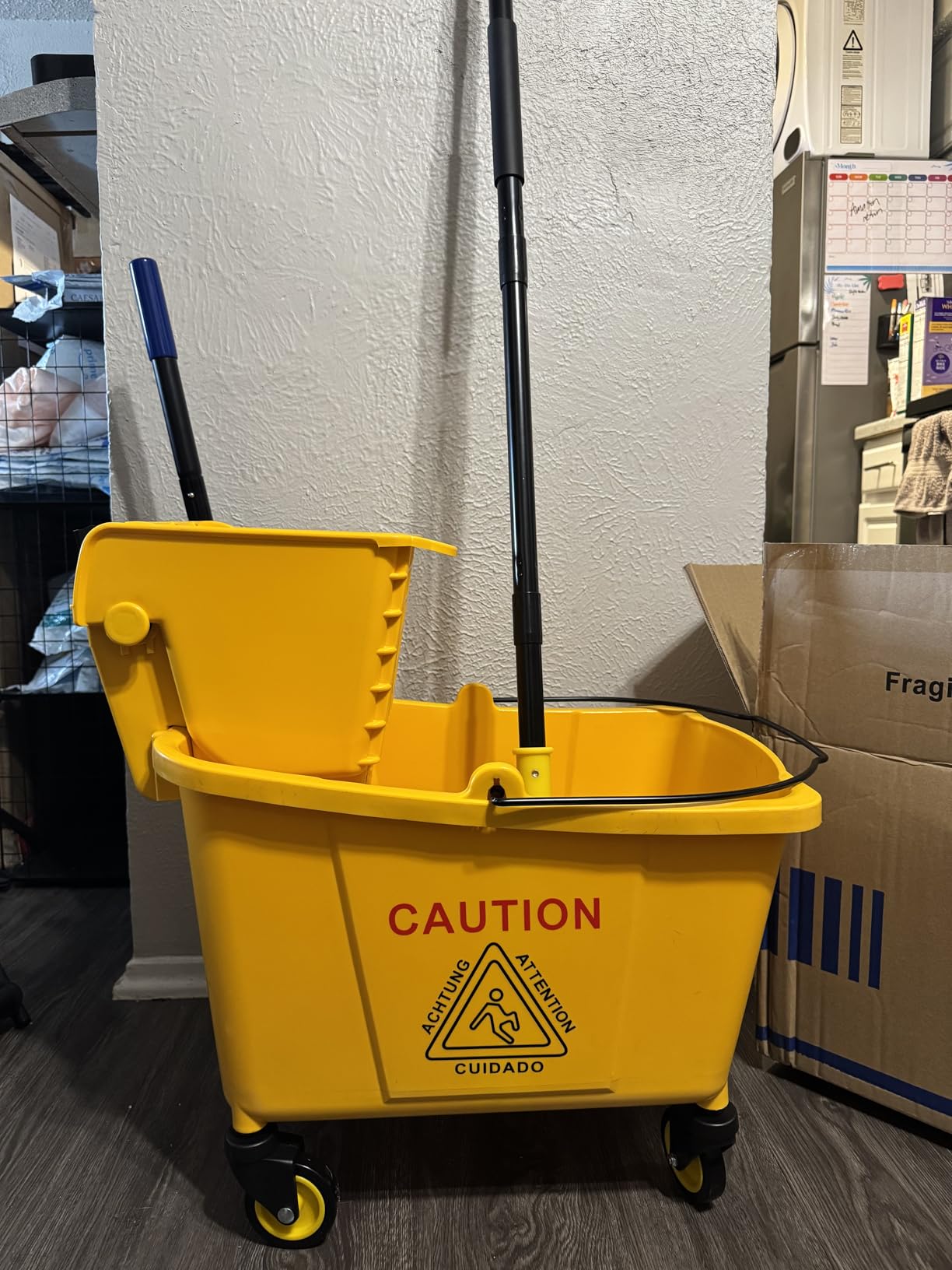 KeFanta 35 Quart Commercial Mop Bucket with Side Press Wringer on Wheels, Yellow, Heavy Duty Industrial Mop customer photo 1