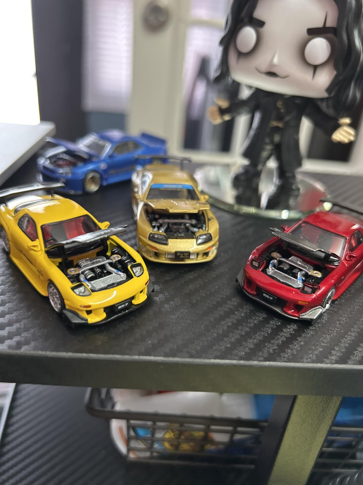 Diecast Model Car Compatible Pop Race 1:64 Mazda RX7 RE Amemiya Widebody Blue Chrome with Carbon Top Limited Edition PR640223 customer photo 1