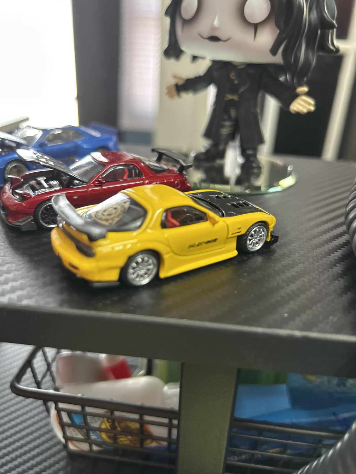 Diecast Model Car Compatible Pop Race 1:64 Mazda RX7 RE Amemiya Widebody Blue Chrome with Carbon Top Limited Edition PR640223 customer photo 2
