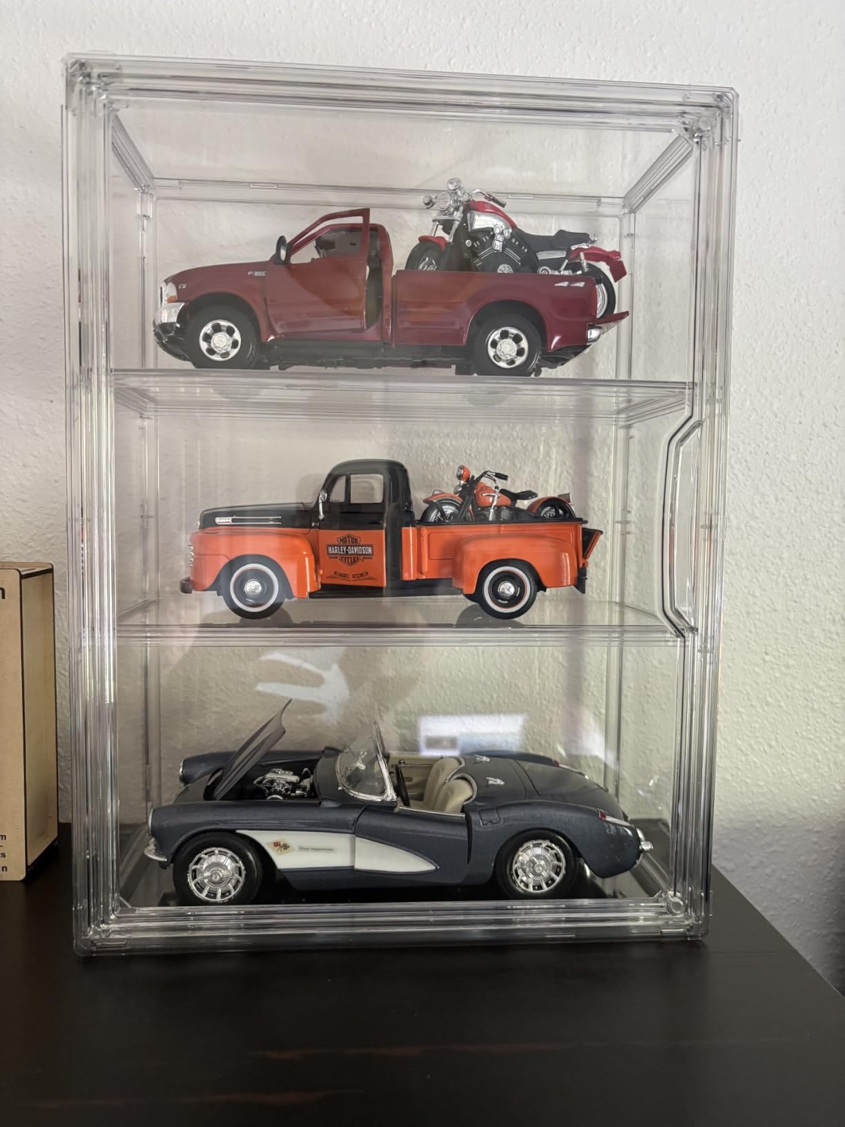 3 Tier Clear Display Case for Figures, Wall-Mounted Acrylic Storage Organizer Box, Stackable Display Cabinet with Magnetic Door & Removable Shelves, Showcase for Collectibles, Figures customer photo 2