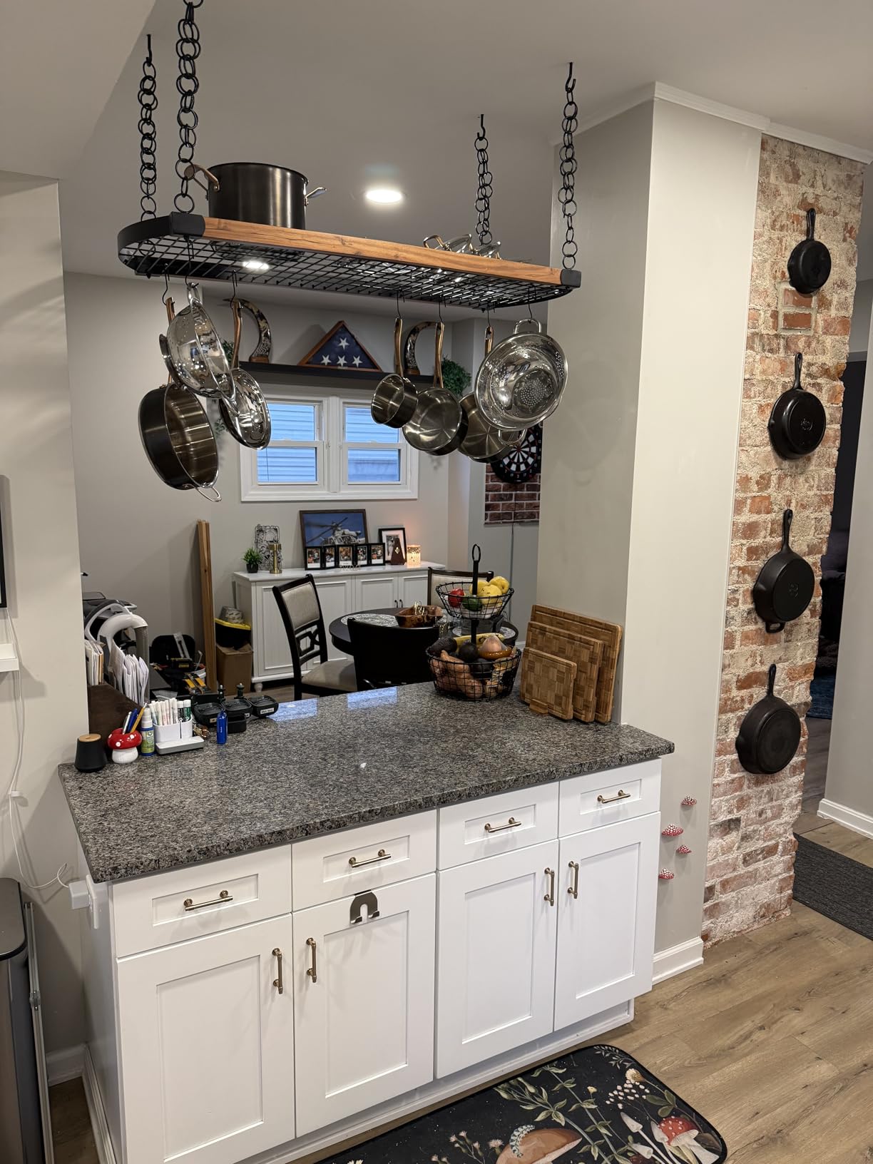 KES 48 Inch Large Hanging Pot Rack Ceiling Mount with 130lb High-Capacity, Ceiling Pot and Pan Hanging Rack with 20 Hooks, Heavy Duty Pot Hangers for Kitchen, Matte Black, KUR530S122-BK customer photo 1