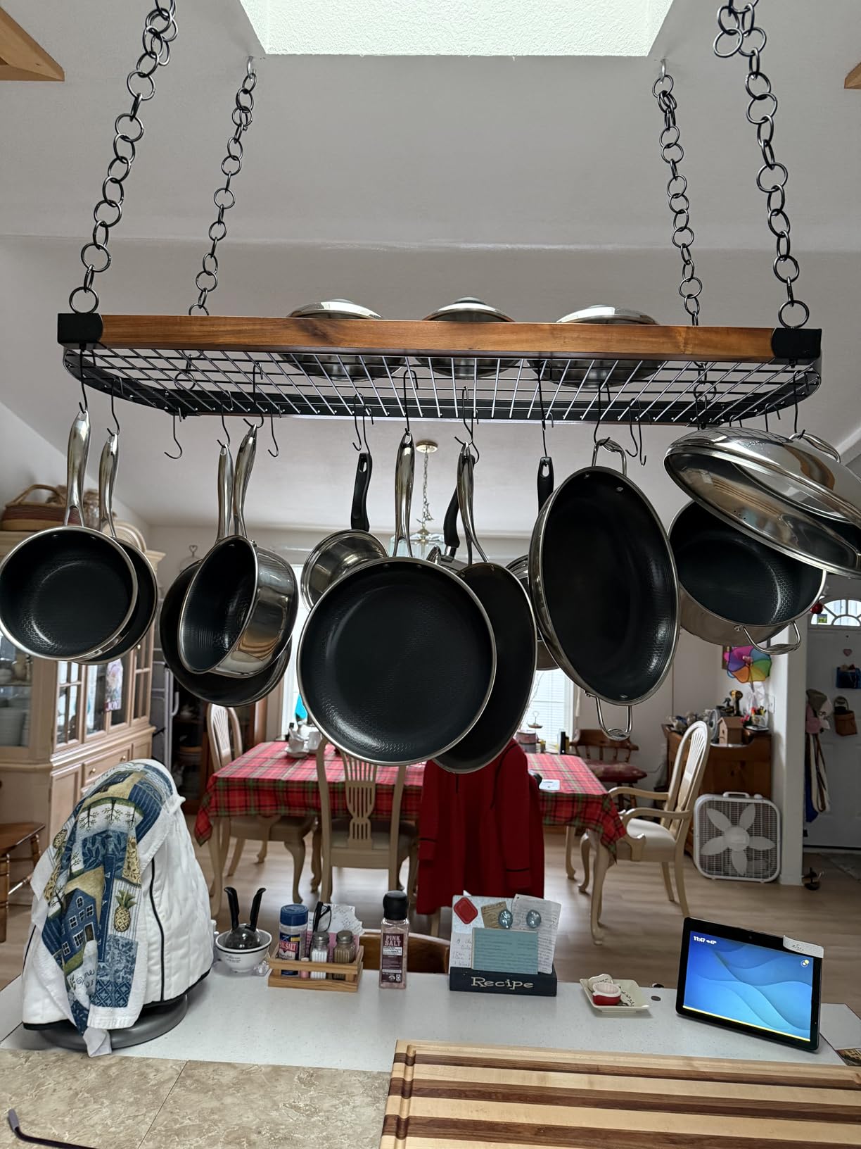 KES 48 Inch Large Hanging Pot Rack Ceiling Mount with 130lb High-Capacity, Ceiling Pot and Pan Hanging Rack with 20 Hooks, Heavy Duty Pot Hangers for Kitchen, Matte Black, KUR530S122-BK customer photo 2