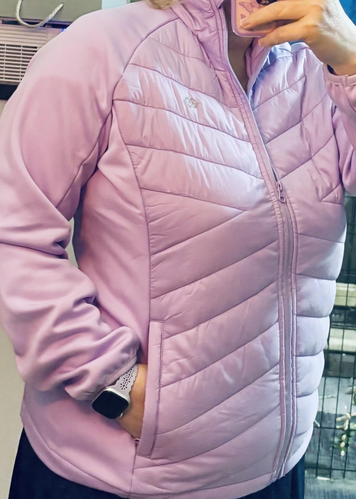 Women's Lightweight Insulated Hiking Jacket Fleece Lined Running Jacket customer photo 2