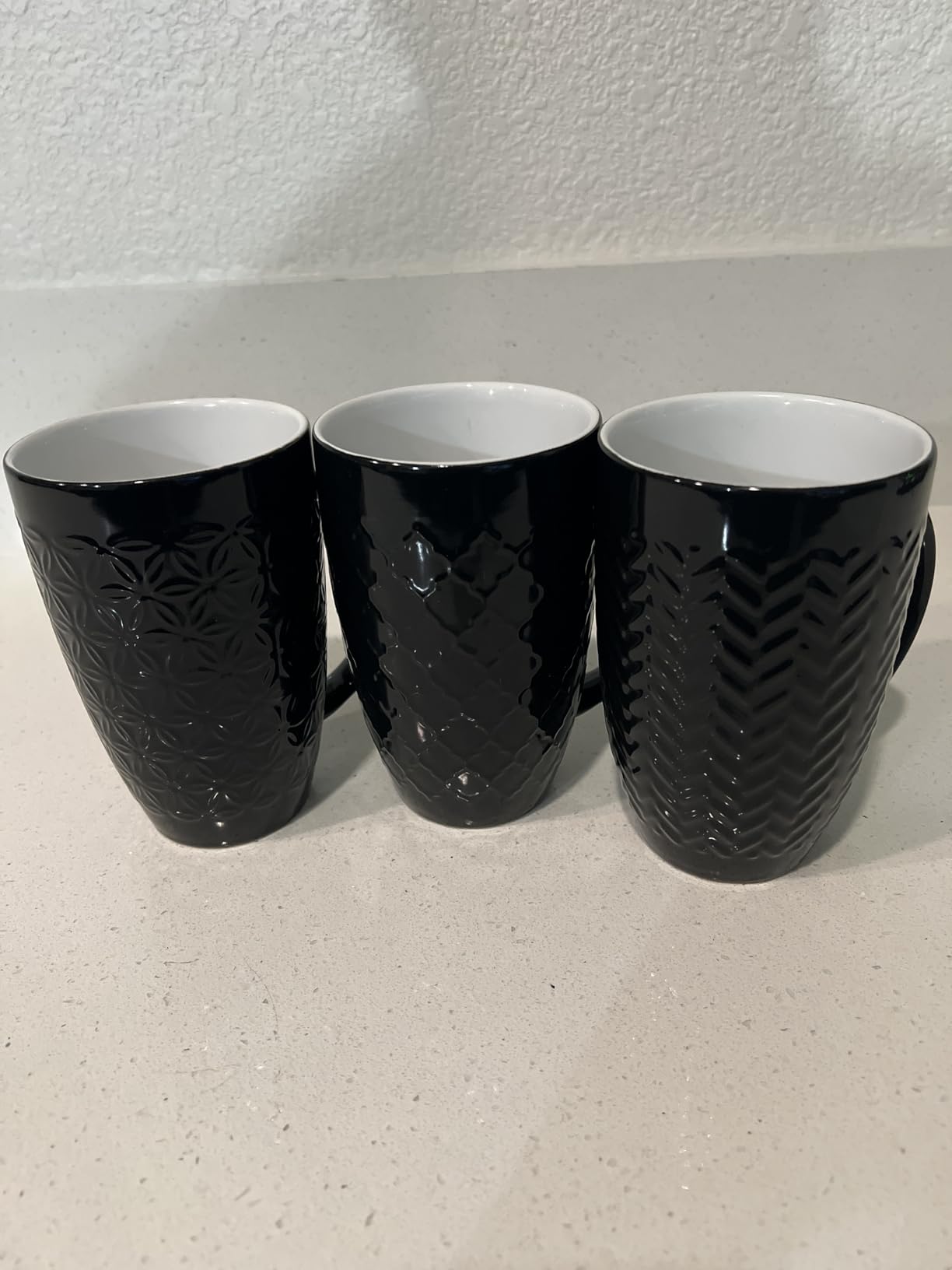 AmorArc 20 oz Large Coffee Mugs Set of 6, Black Ceramic Tall Coffee Cups | 3 Assorted Designs, Embossed Ceramic Coffee Mugs with Large Handle for Coffee/Tea/Cappuccino, Dishwasher&Microwave Safe customer photo 2
