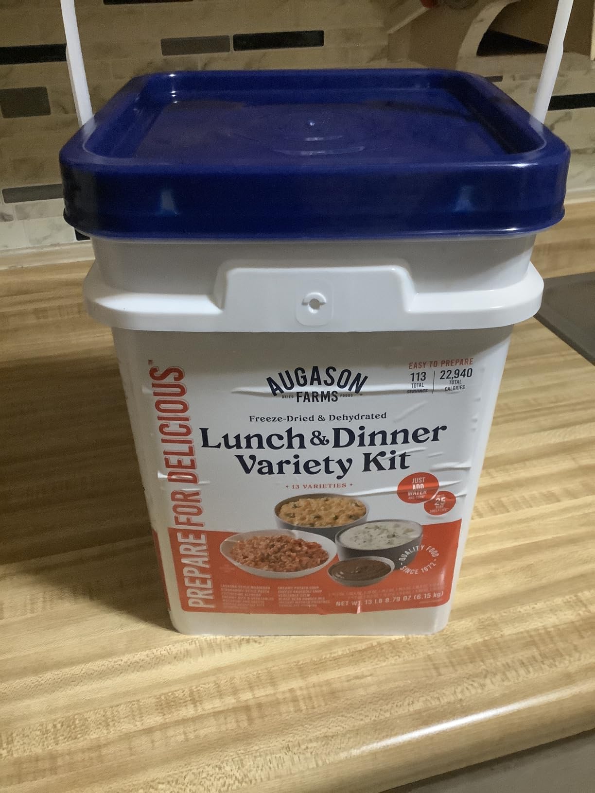 Augason Farms Lunch & Dinner Variety Kit Emergency Food Supply, 113 Servings, 25 Year Shelf Life - Dehydrated Meals, Survival Food Camping Essentials, 4 Gallon Bucket customer photo 1