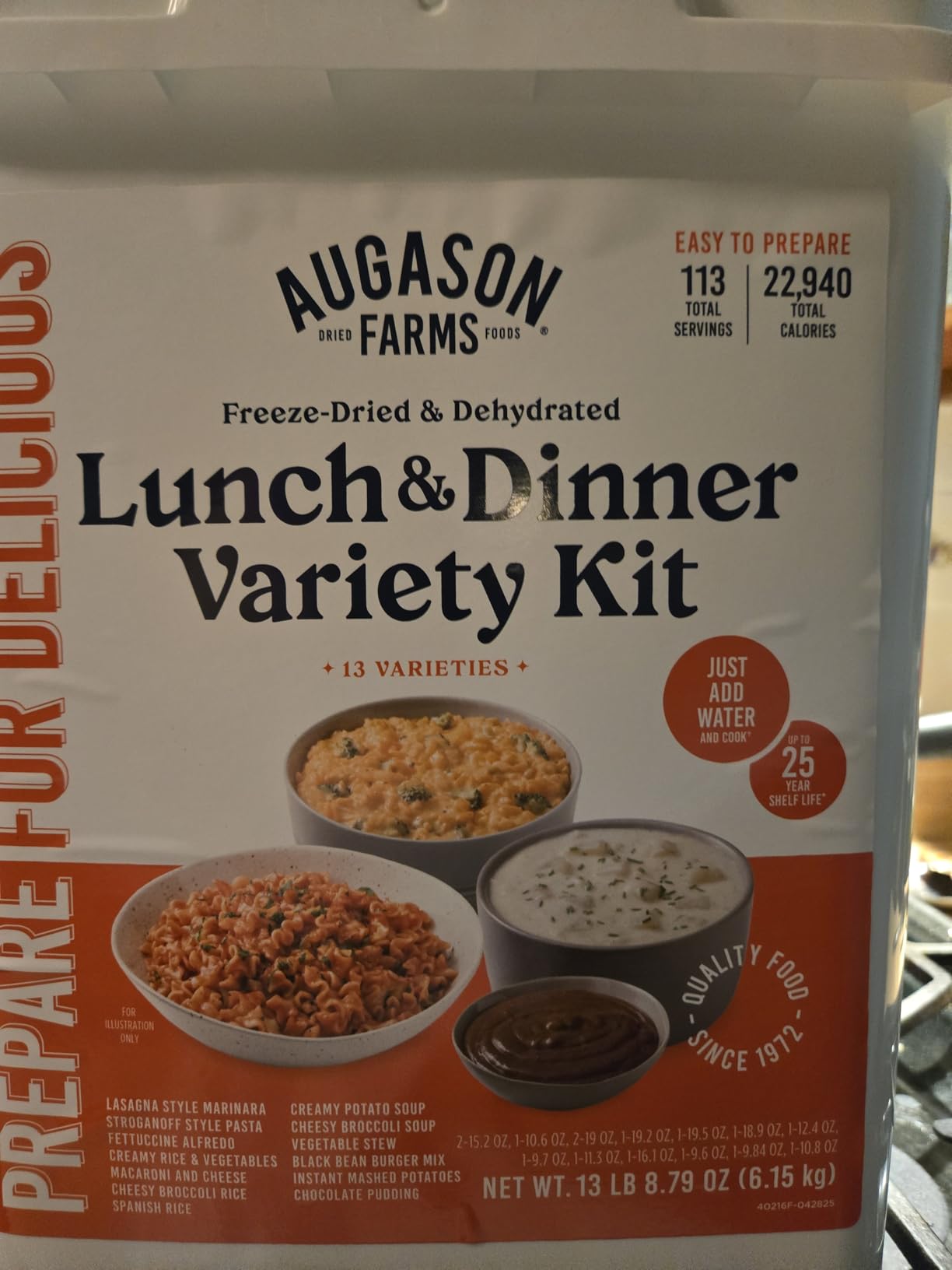 Augason Farms Lunch & Dinner Variety Kit Emergency Food Supply, 113 Servings, 25 Year Shelf Life - Dehydrated Meals, Survival Food Camping Essentials, 4 Gallon Bucket customer photo 2