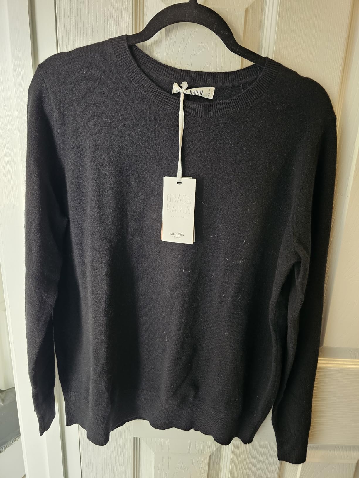 GRACE KARIN Cashmere Sweaters for Women Merino Wool Long Sleeve Sweater Casual Fall Crew Neck Sweater with Socks 2026 customer photo 1