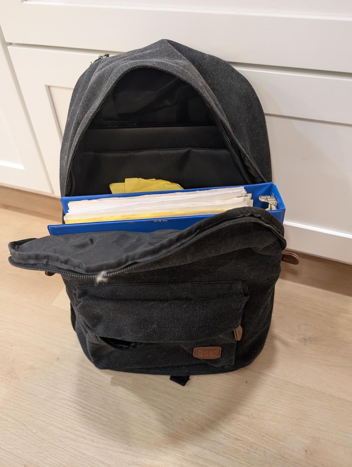 Waxed Canvas Backpack - 20L Bag with Laptop Sleeve & Leather Pulls - Water-Resistant for Work or Travel (Charcoal - 16oz Waxed Canvas) customer photo 1