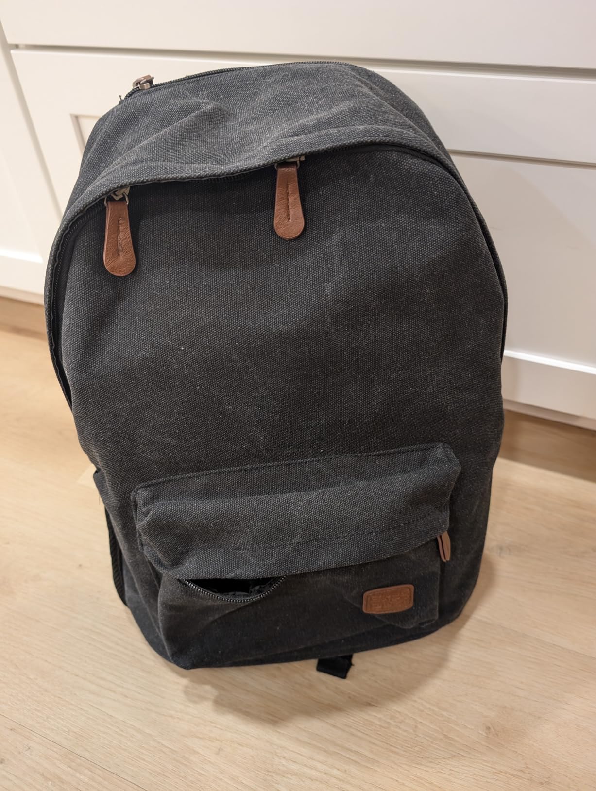 Waxed Canvas Backpack - 20L Bag with Laptop Sleeve & Leather Pulls - Water-Resistant for Work or Travel (Charcoal - 16oz Waxed Canvas) customer photo 2