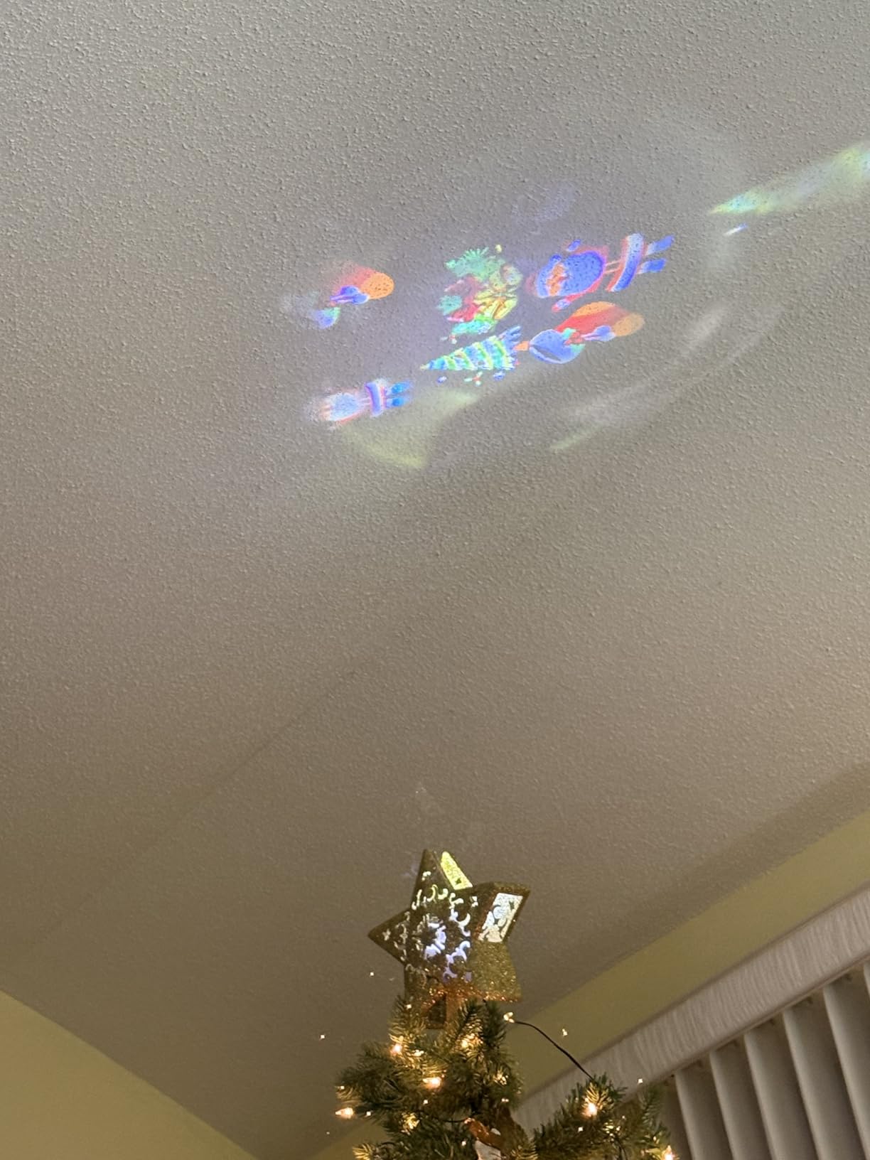 Christmas Tree Topper with Built-in 360 LED Rotating Projector, 3D Hollow Sparkling Gold Star customer photo 2