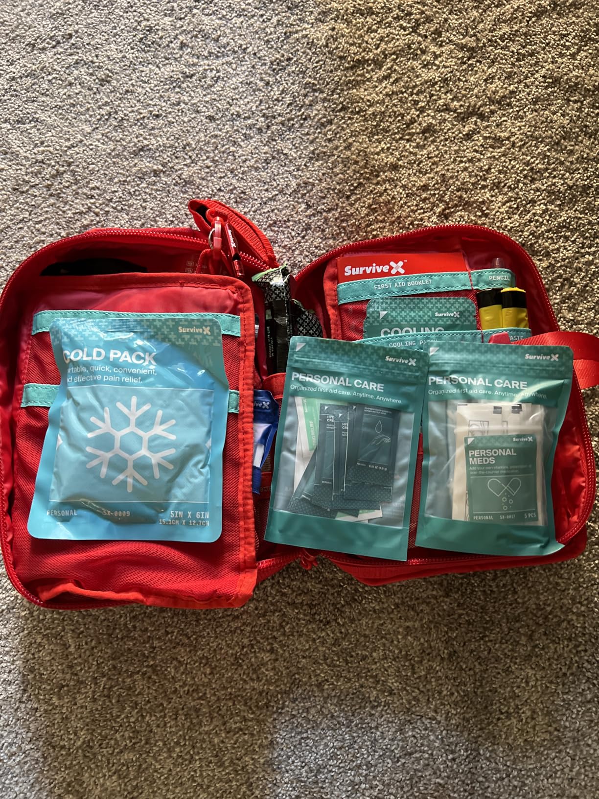 SurviveX Large Pro First Aid Kit, Labeled Pockets, Zip Stitch Wound Closure | Emergency kit for 5-6 people, close wounds without stitches, organized first aid for car, home, travel, camping, outdoors customer photo 2