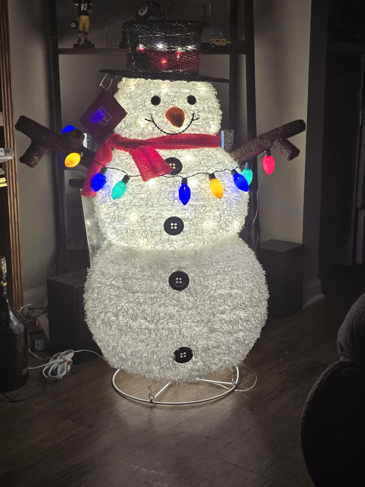 Best Choice Products 3ft Lighted Pop-Up Snowman, Large White Outdoor Christmas Holiday Decoration w/ 100 LED Lights, Hat, Scarf, Multicolored Lights customer photo 2
