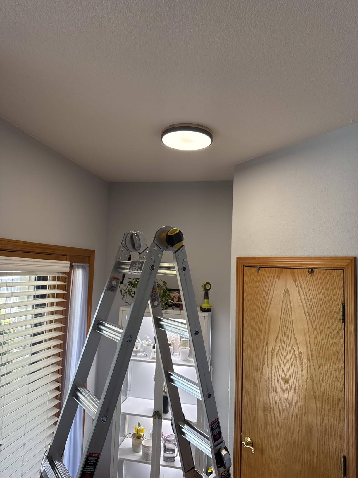 Modern Wood Black Flush Mount Ceiling Light, 11.81