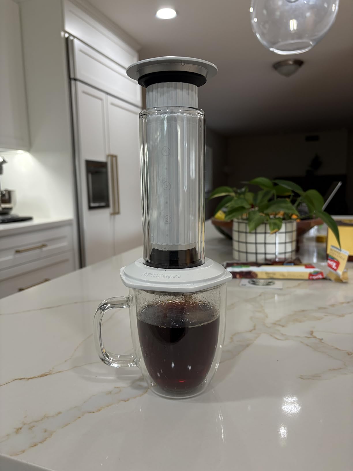 AeroPress Premium Coffee Press, Glass, Stainless Steel & Aluminum Coffee Maker, all-in-One French Press, Pour-Over & Espresso-Style manual brewer, 2 min brew for less bitterness, more flavor (Black) customer photo 2