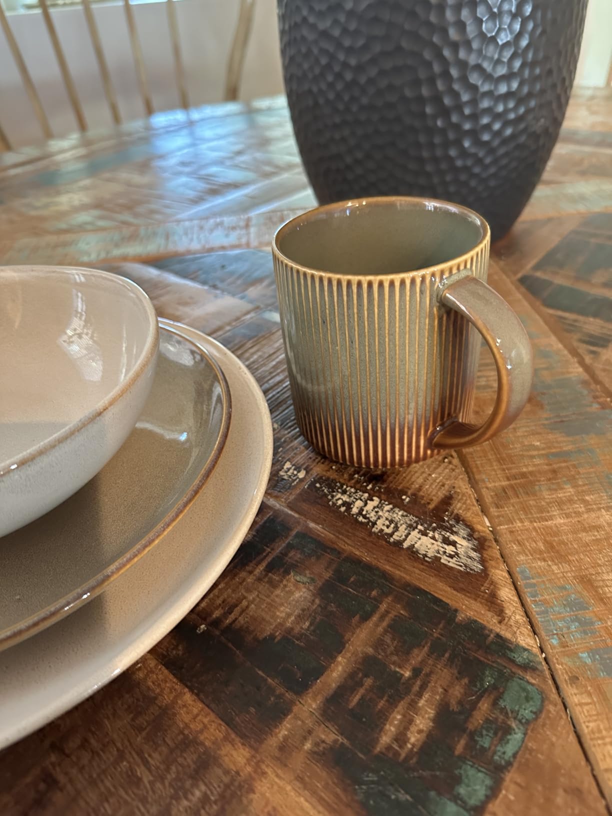theterra Ceramic Coffee Mugs Set of 6, 14.2 oz Coffee Cups with Handle | Handmade, Suitable for Latte, Tea, Milk, Beer & Hot Cocoa, Cocoa Mocha customer photo 2