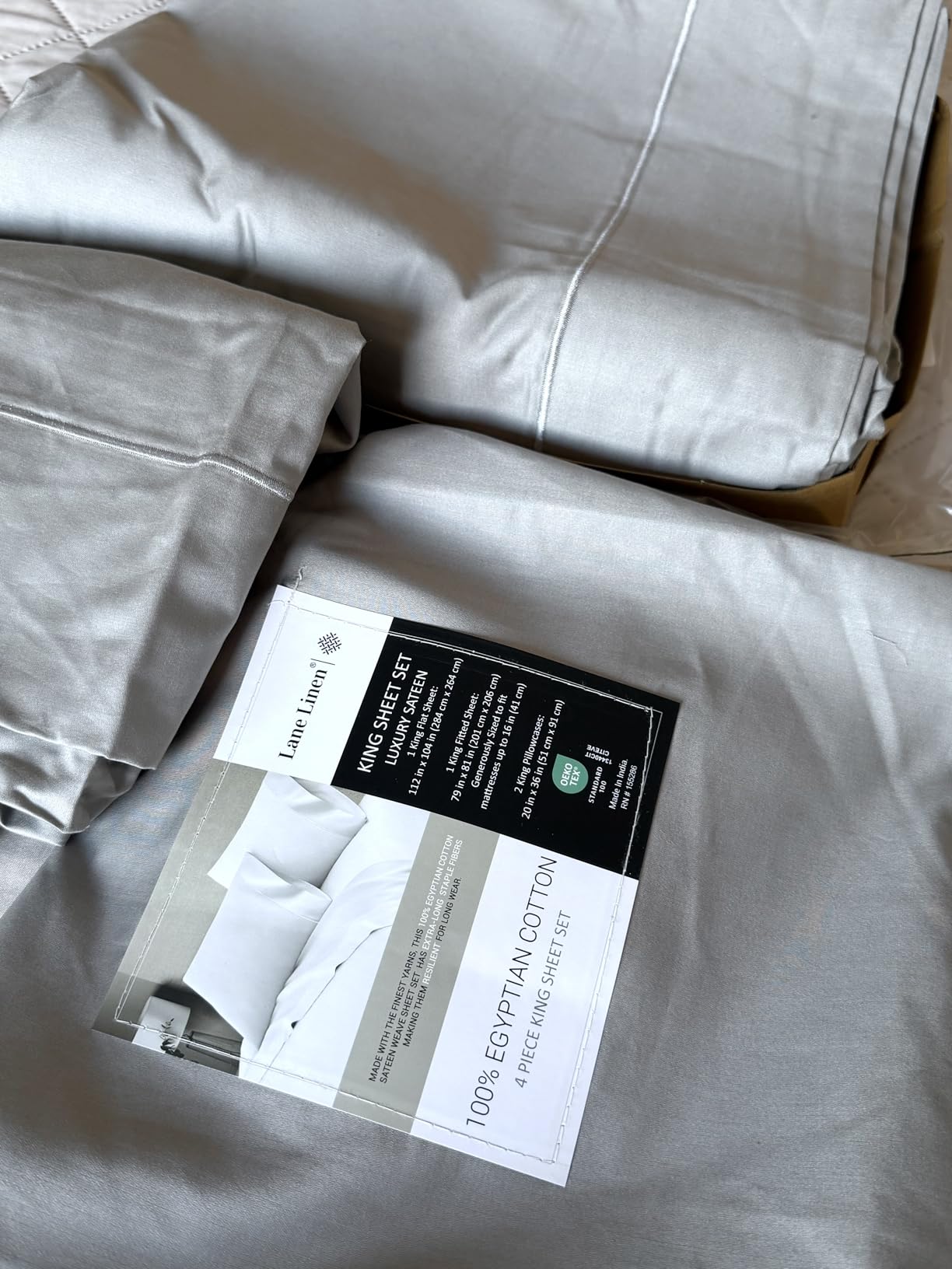 LANE LINEN 100% Egyptian Cotton Sheets King Size Silky Sateen Weave - 4-Piece Set, Hotel-Style Bed, Guest-Ready Comfort, White customer photo 1