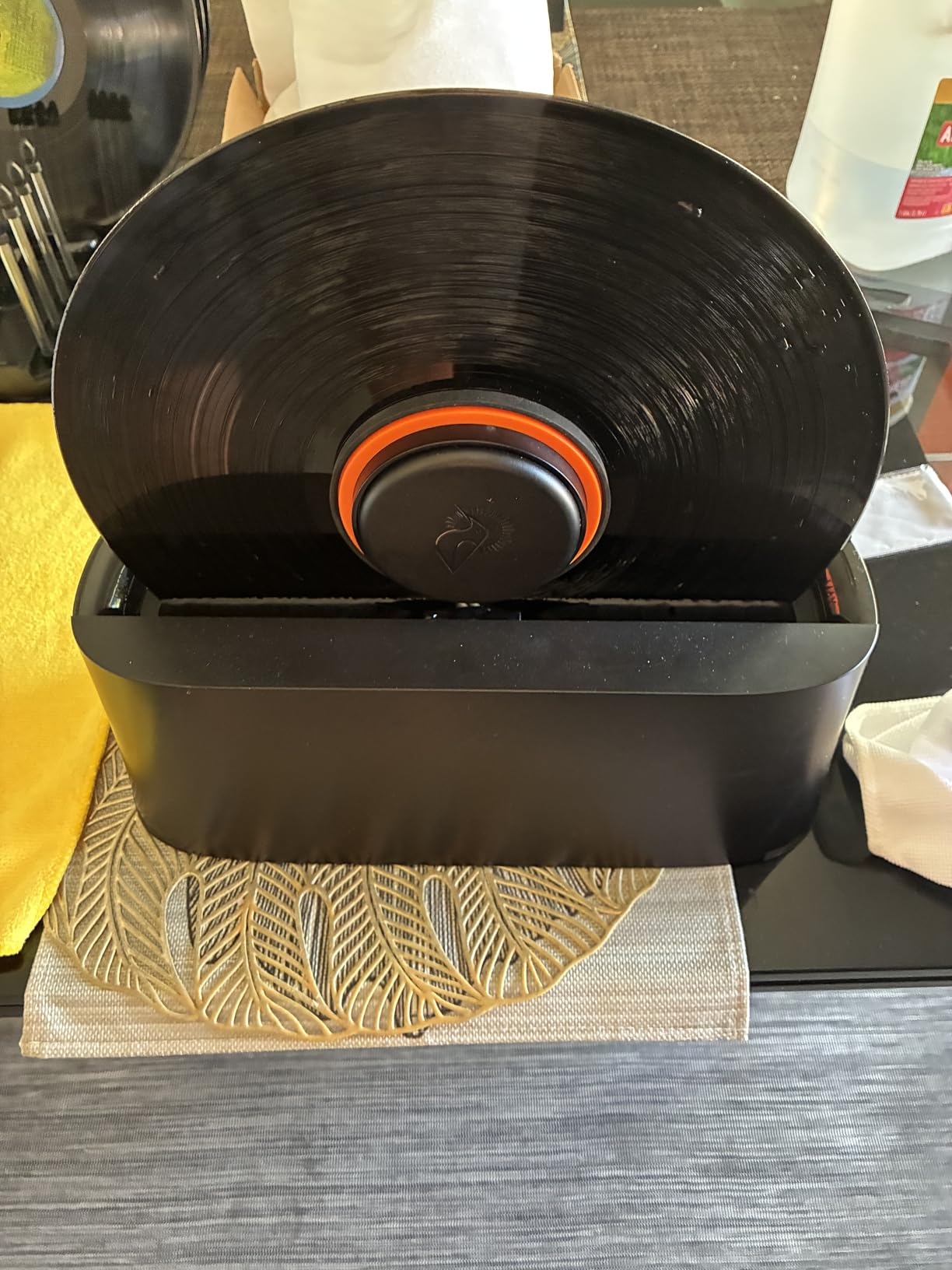 HumminGuru EZ Record Washer - Anti-Static Vinyl Record Cleaner Machine Kit | Easy Spin Watertight Label Clamp, Gentle Goat-Hair Cleaning Brushes & Alcohol-Free LP Fluid, Drying Rack & Microfiber Cloth customer photo 2