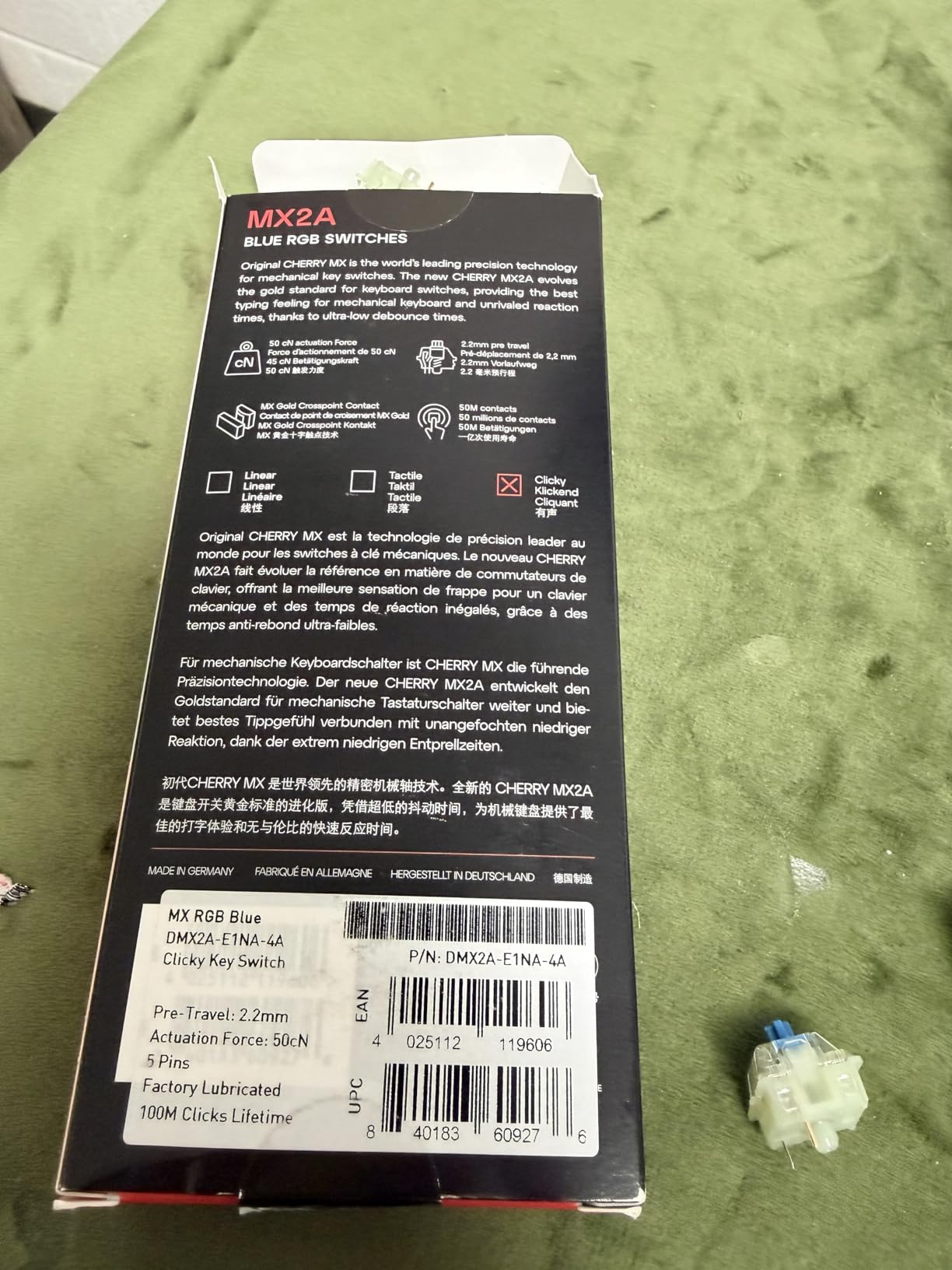 MX2A RGB Blue Switch Kit, 36 Mechanical Keyboard Switches, for DIY, Hot Swap or Gaming Keyboard, Tactile Switch with Click (Clicky), Loud & Noticeable customer photo 2