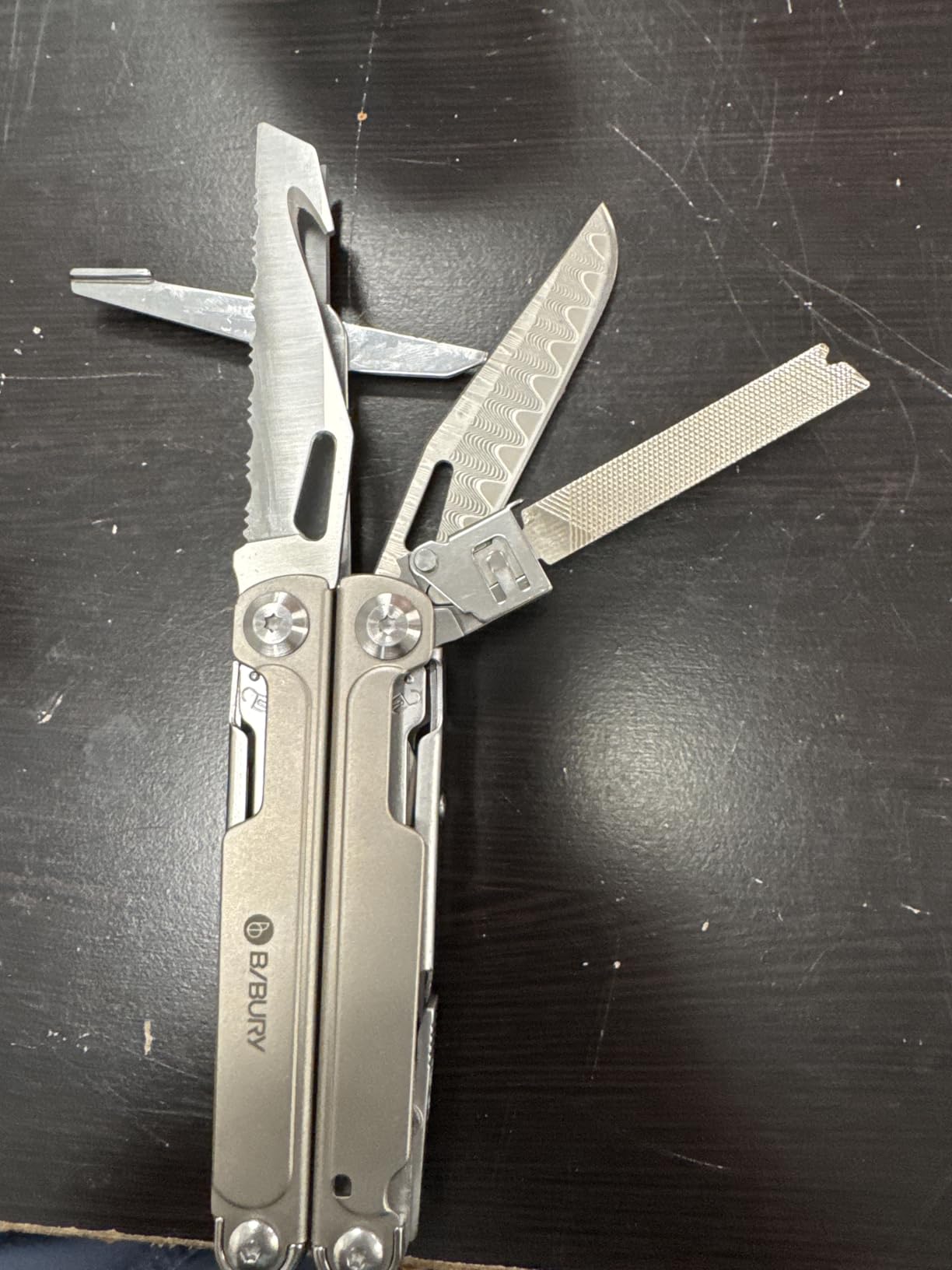 BIBURY Titanium Alloy Multitool with Damascus Knife, EDC Multi tools with Replaceable Wire Cutters, Scissors, Screwdriver Bits - BI2049TI customer photo 2