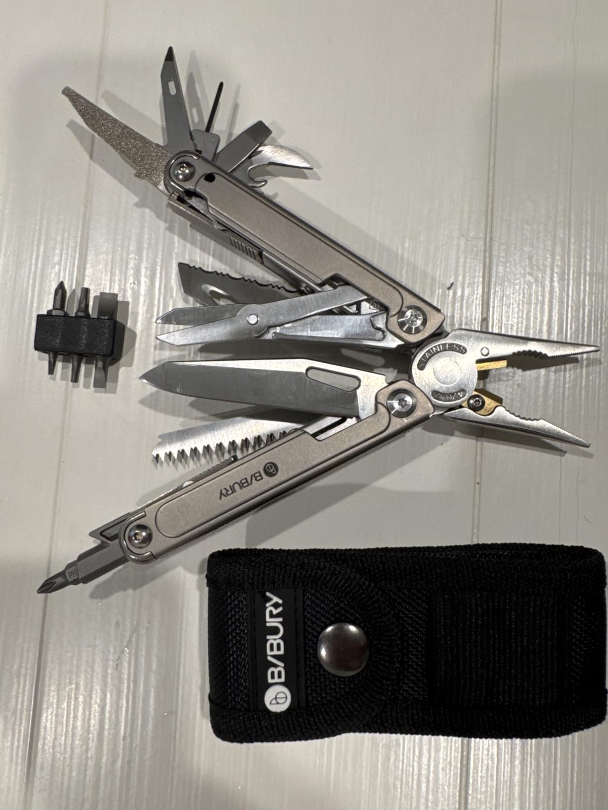 BIBURY 24-in-1 Titanium Multitool Pliers, 8.7oz Ultra-Light EDC Pocket Tool with Sheath & Belt Clip - 2048DT customer photo 1