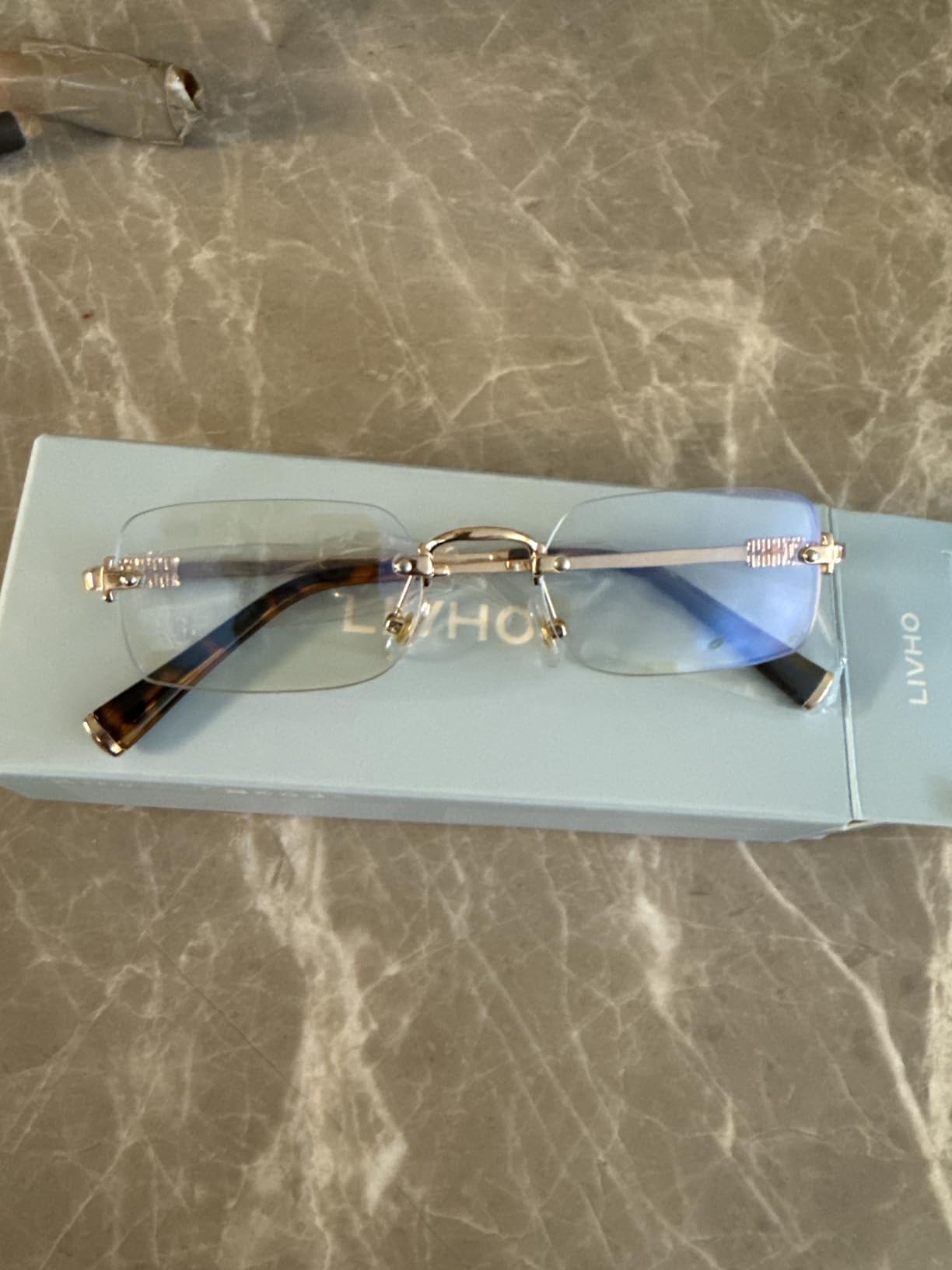 livho Blue Light Blocking Glasses for Women and Men, Lightweight Metal Frame Computer Glasses, Anti Eye Strain, UV Protection customer photo 1