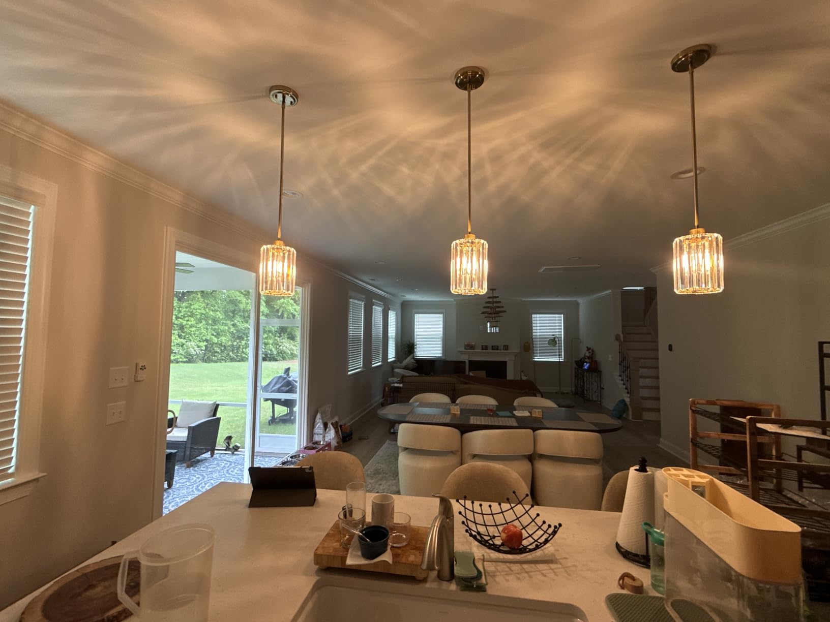 2 Pack Pendant Lights Kitchen Island, Modern Gold Pendant Light Fixtures, Mini Chandelier Crystal Kitchen Island Lighting, Hanging Pendant Lights Fixture for Kitchen Island Dining Room Hallway Foyer customer photo 1