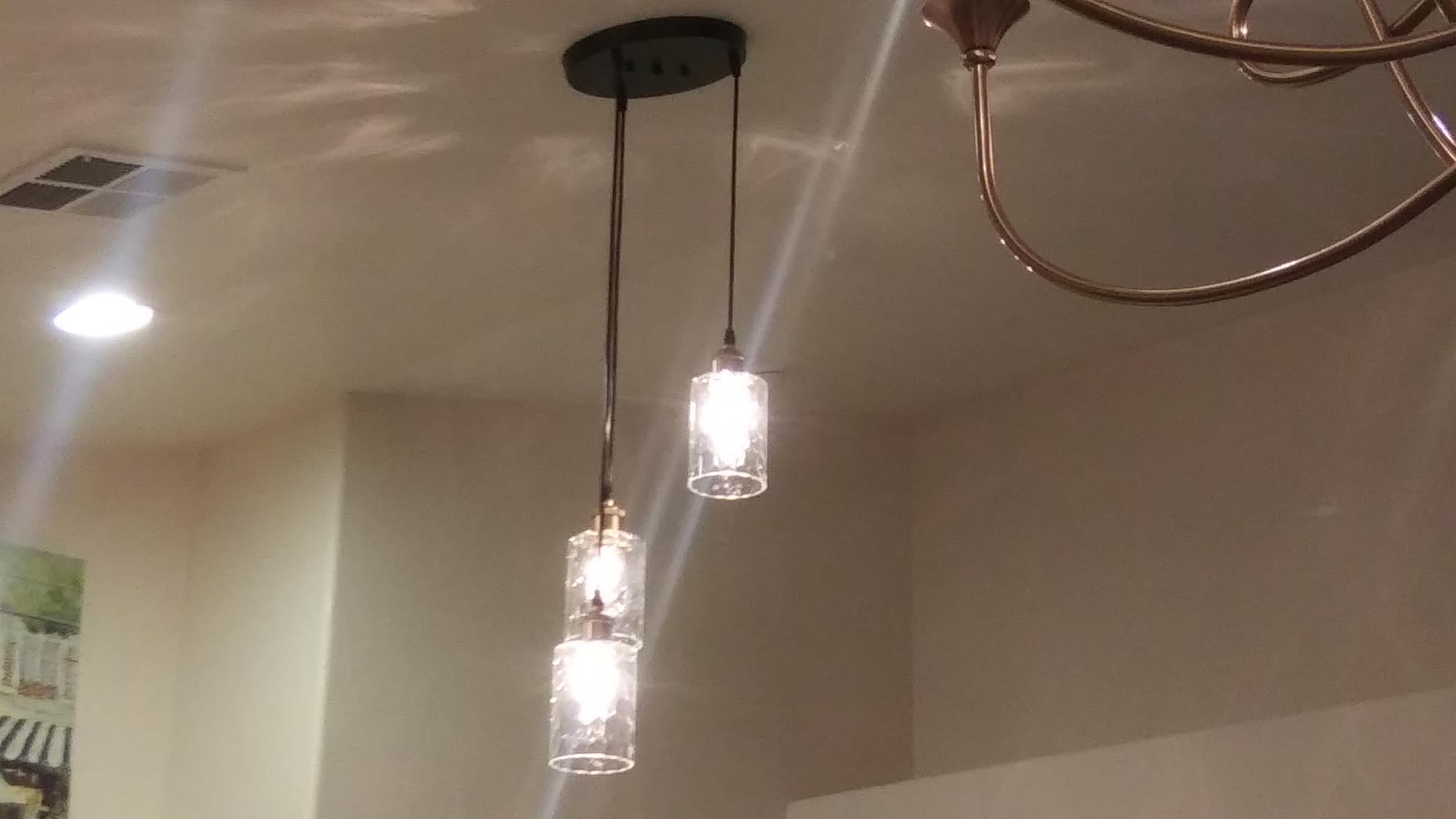 2 Pack Pendant Lights Kitchen Island, Modern Gold Pendant Light Fixtures, Mini Chandelier Crystal Kitchen Island Lighting, Hanging Pendant Lights Fixture for Kitchen Island Dining Room Hallway Foyer customer photo 2
