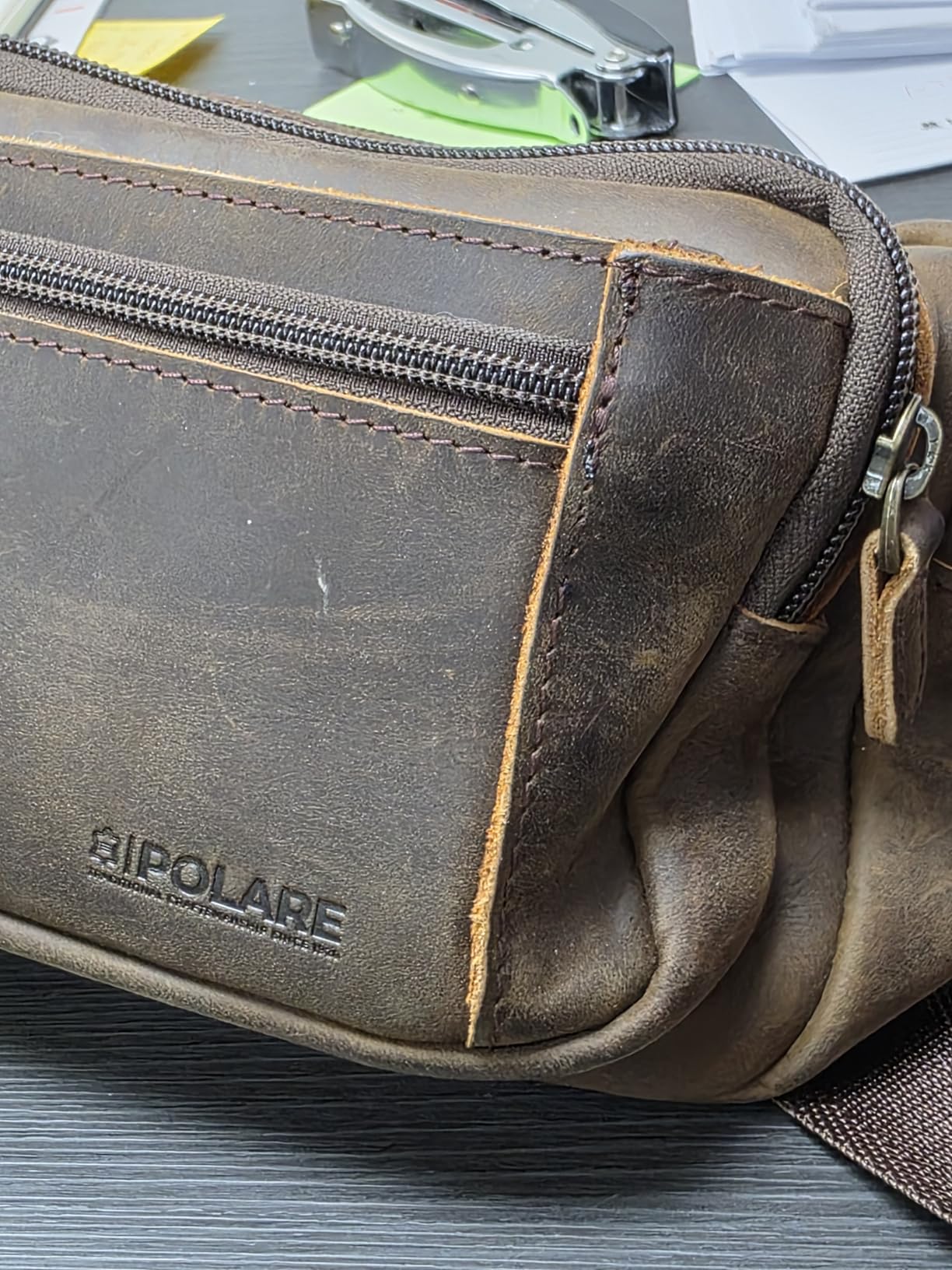 Polare Full Grain Leather Fanny Pack/Waist Belt Bag for Men and Women Large Capacity Crossbody Organizer For Travel Outdoor Sports Hiking Cycling Running customer photo 1