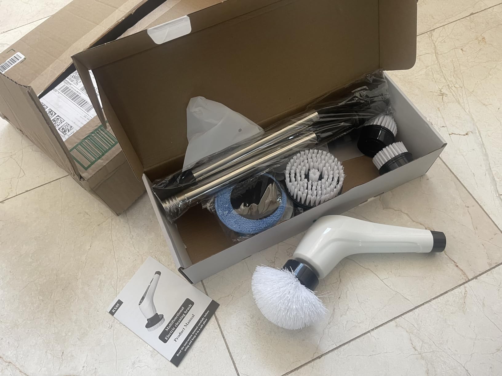 6-in-1 Cordless Electric Spin Scrubber with Long Handle | Power scrubber, bathroom scrubber, 47.2 in long handle, 2 speed scrub brush, IPX7 rated body, kitchen, tile, tub, floor customer photo 1