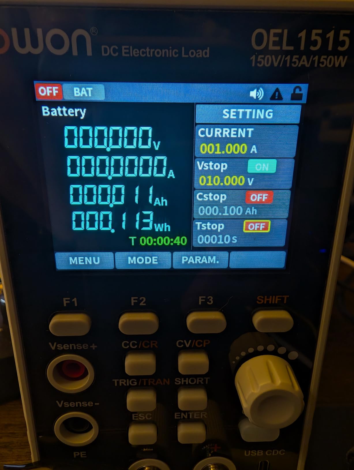 OWON Programmable DC Electronic Load OEL1520, DC 150V 20A Maximum 300W, USB/RS232, CV CC CR CP 4 Operation Modes, 5kHz Dynamic, Lab Bench Power Tester with 2.8