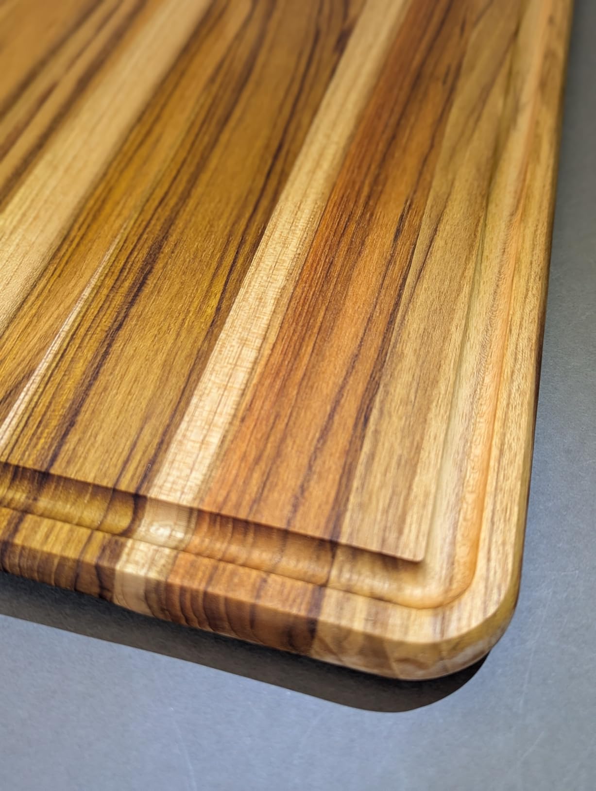 Teak Wood Cutting Board for Kitchen Large End Grain Heavy Duty Checkered Wooden Cutting Board Non Toxic Herringbone Charcuterie Butcher Block Non Slip Hardwood Chopping with Juice Groove Handle customer photo 1