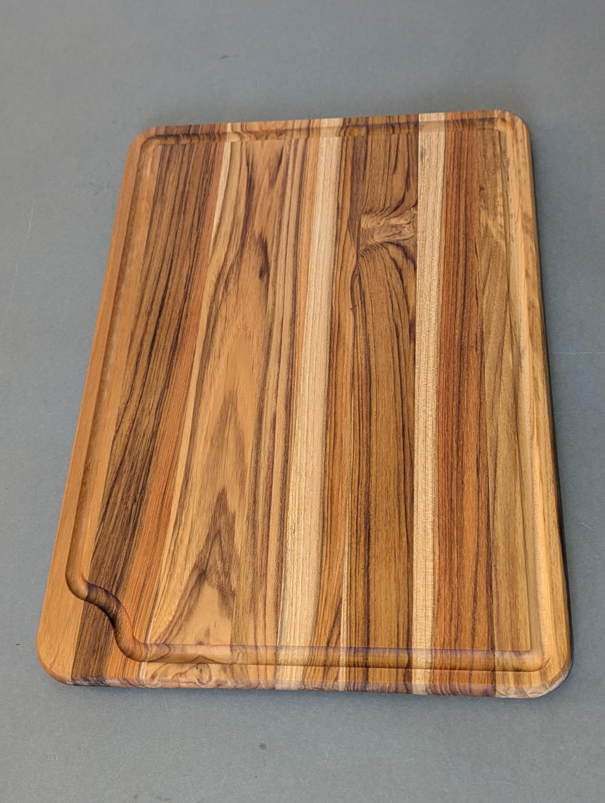 Teak Wood Cutting Board for Kitchen Large End Grain Heavy Duty Checkered Wooden Cutting Board Non Toxic Herringbone Charcuterie Butcher Block Non Slip Hardwood Chopping with Juice Groove Handle customer photo 2