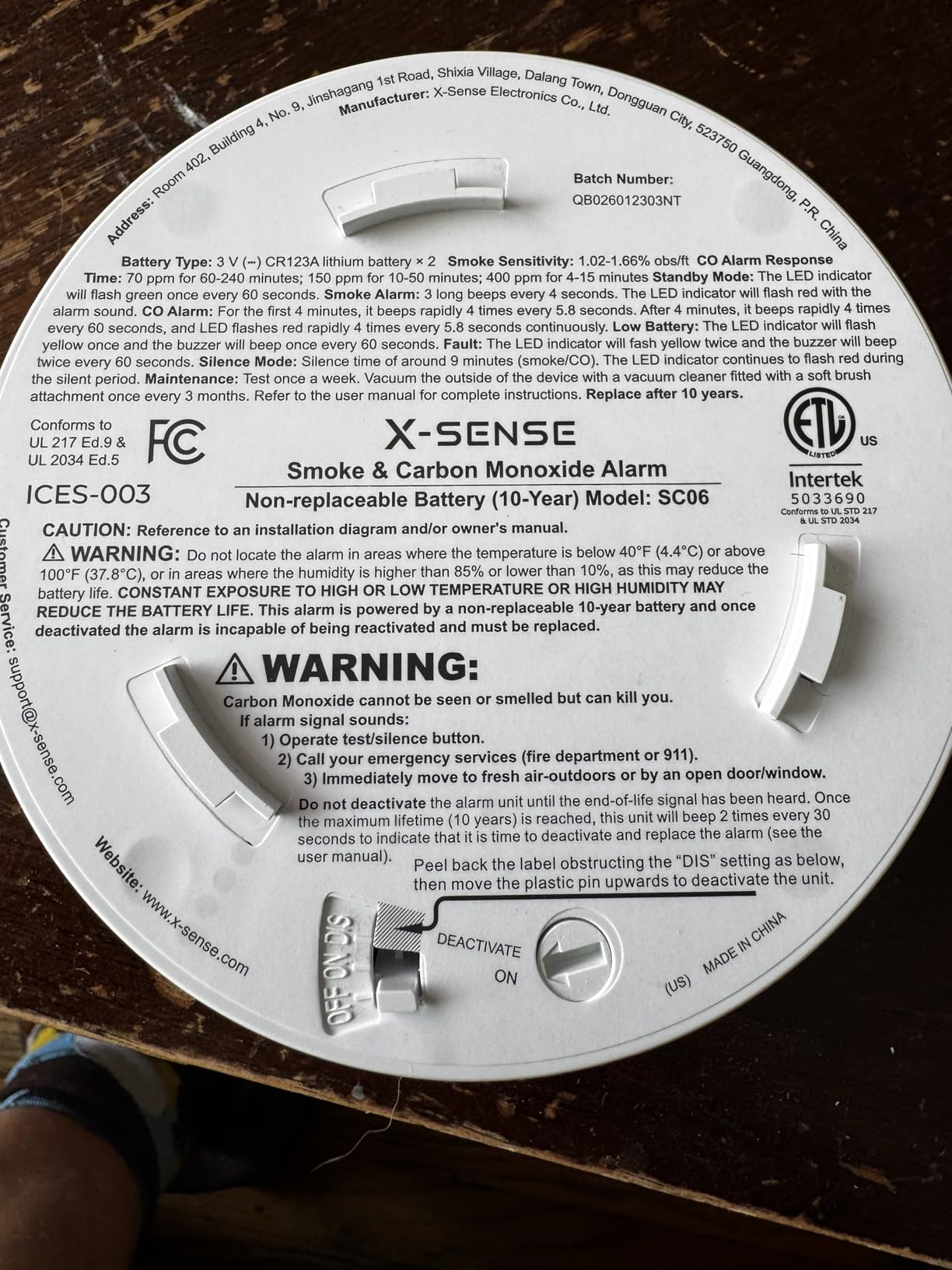 X-Sense Smoke & Carbon Monoxide Alarm, SC06, 1-Pack | 10-Year Sealed Battery (Not Hardwired), 2-in-1 smoke & CO detection, Easy Installation, UL 217 & UL 2034 Certified customer photo 2