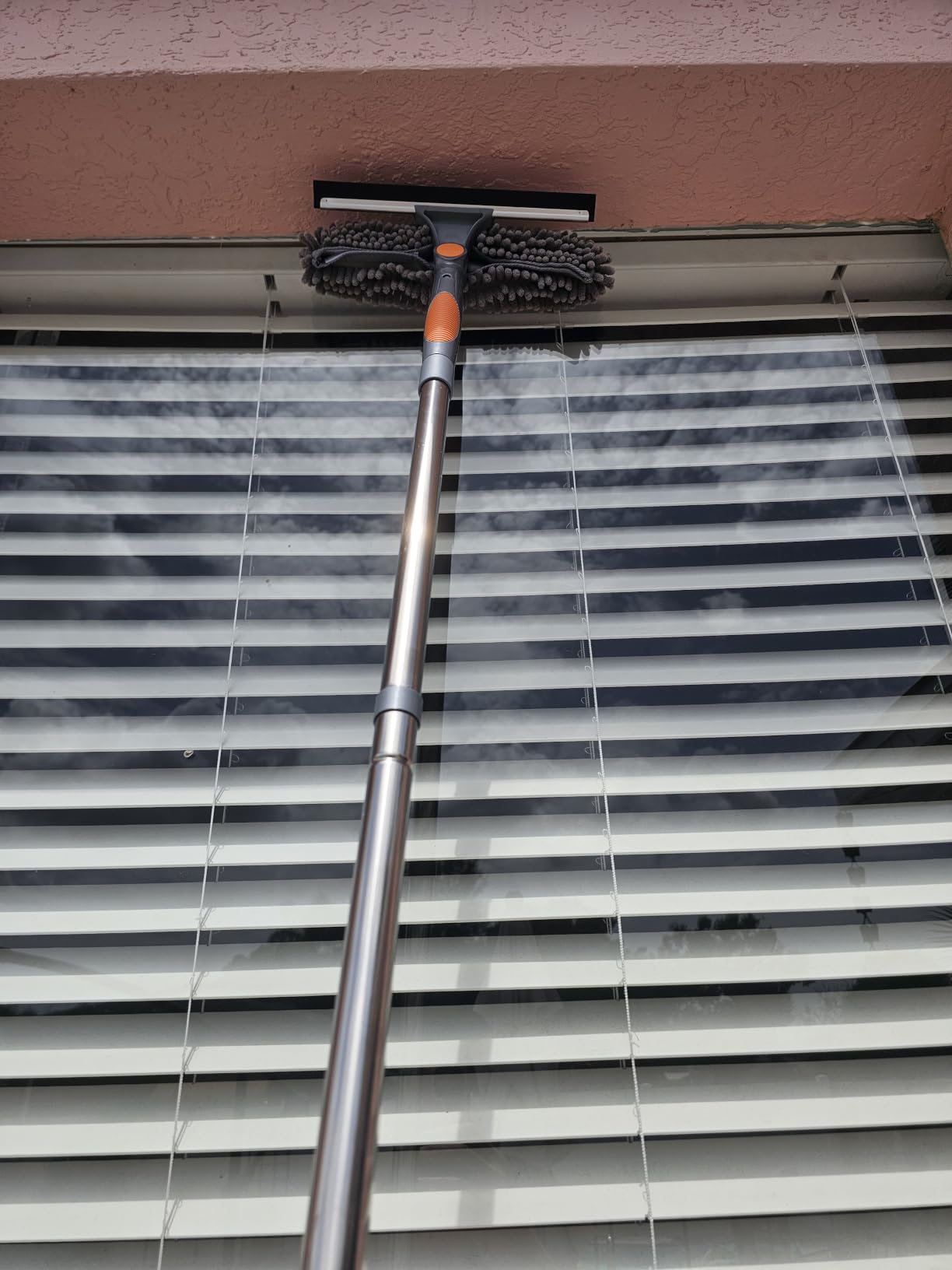 SetSail Window Squeegee with 66in Extension Pole 2-in-1 Window Cleaning Kit | Professional Window Cleaner Tool for Outdoor Indoor Car Windows Glass, Rotatable Head and 2 Scrubbers, Grey Orange customer photo 2