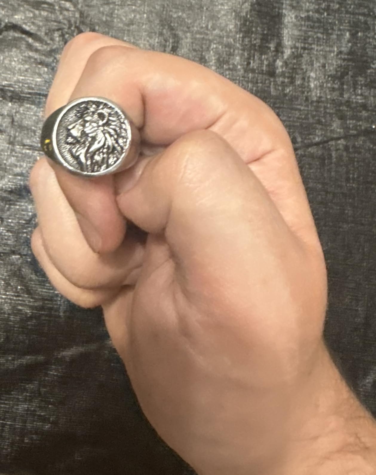 Mens Signet Ring Stainless Steel Lion Eagle Head Statement Rings Jewelry for Men Size 8/9/10/11/12/13 customer photo 1