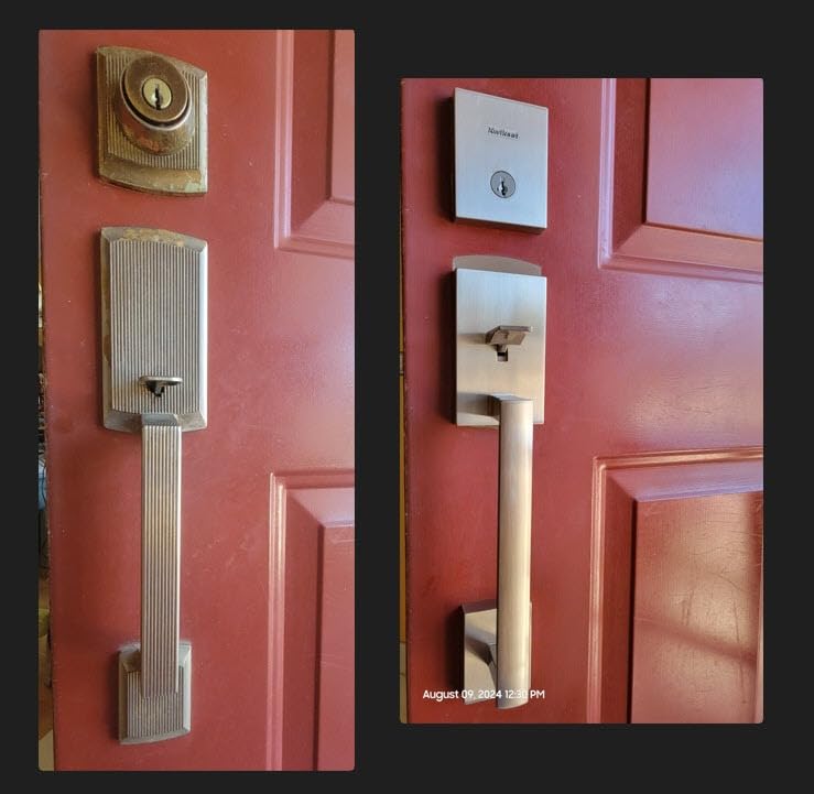 Kwikset San Clemente Front Door Lock Handle and Deadbolt Set, Entry Door Handleset Exterior with Interior Reversible Lever, Matte Black, Pick Resistant SmartKey Rekey Deadbolt Security customer photo 1