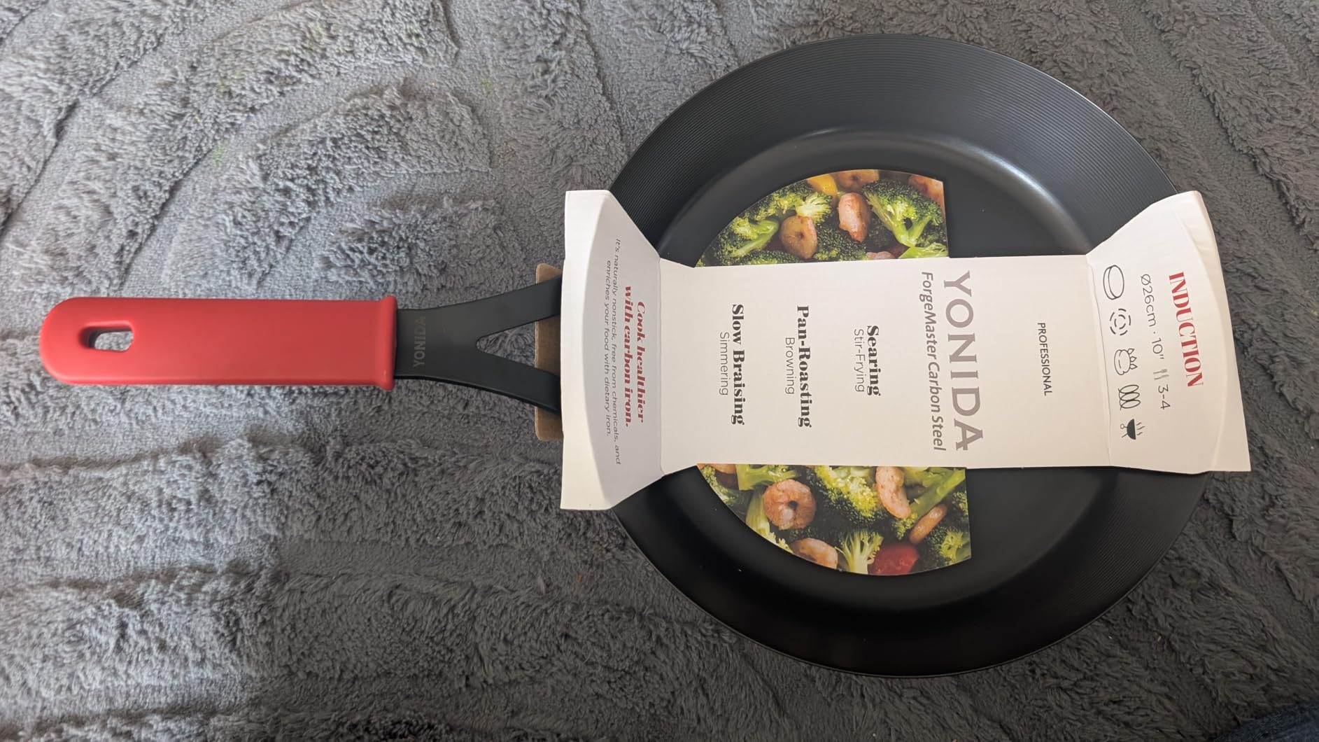 Carbon Steel Pan, 10 Inch Nonstick Frying Pan Skillet, Pre-Seasoned Carbon Steel Cookware with Removable Silicone Handle Holder, Indoor/Outdoor, Induction & Oven Safe customer photo 1