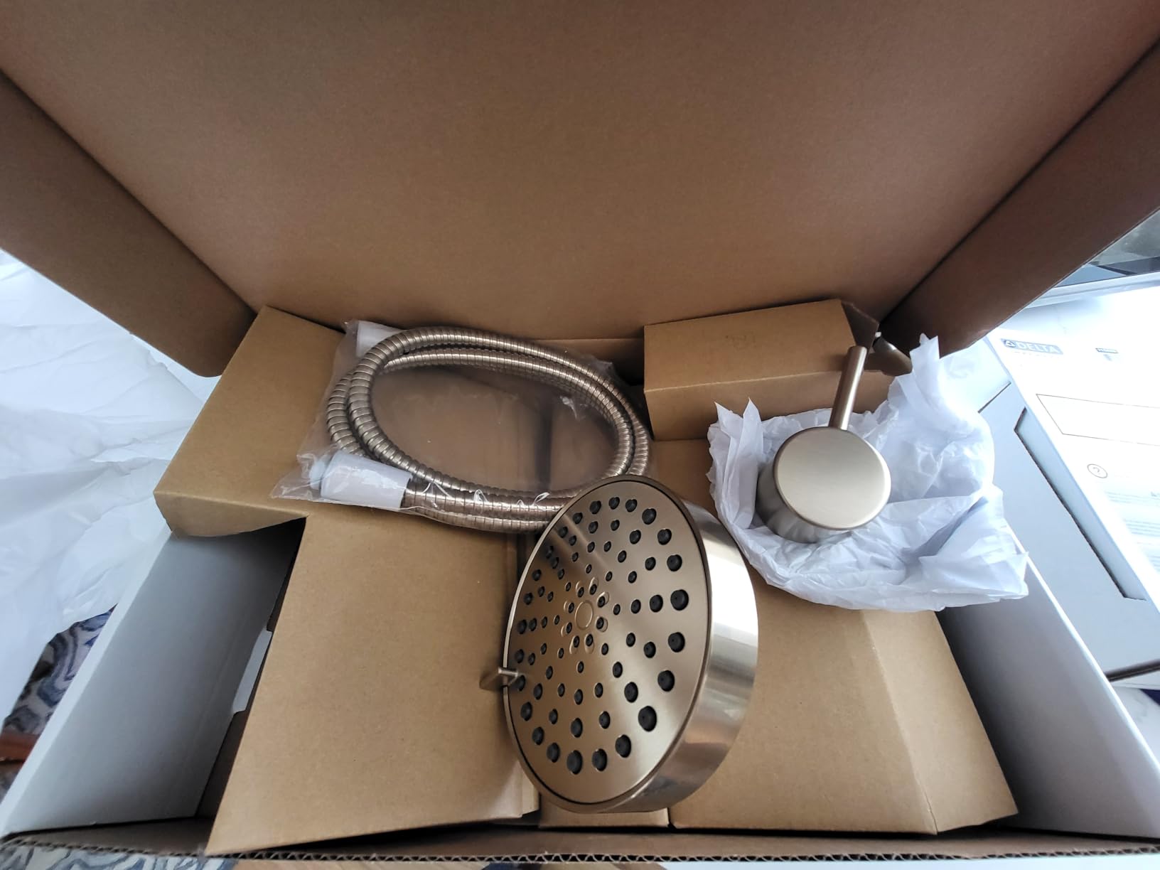Delta Modern Round Shower System Faucet Set, Brushed Gold 6-inch Shower Head and Handle Set, Valve Trim Kit, Champagne Bronze T342704-CZ (Valve Not Included) customer photo 2