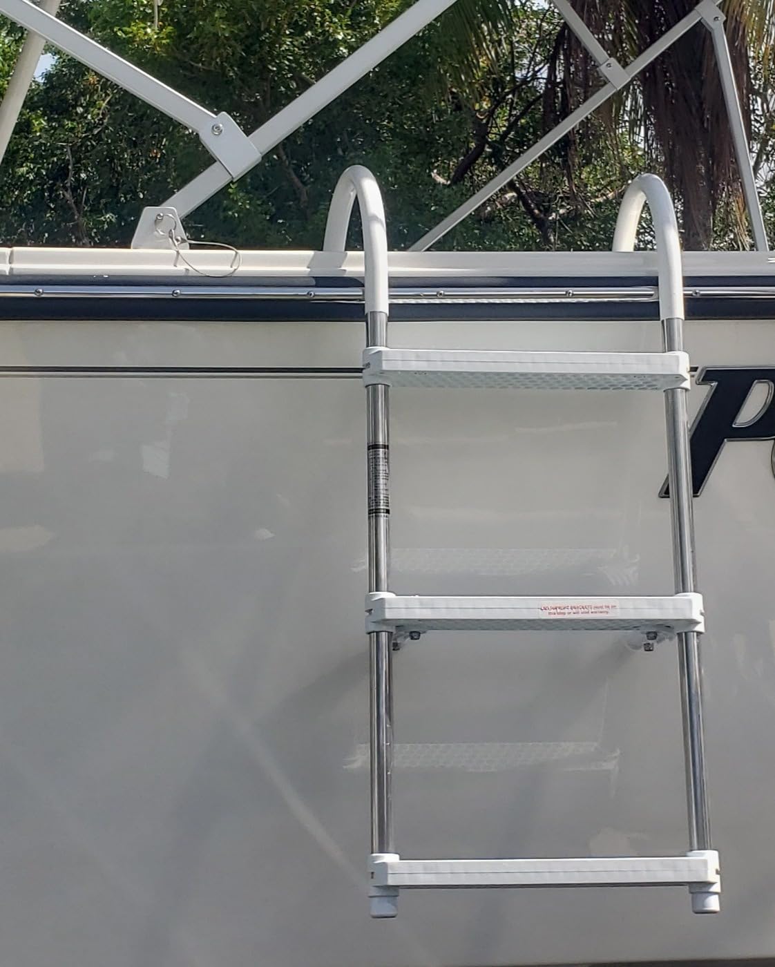 Boat Aluminum 3 Step Ladder - Folding Gunwale Hook Design, 11