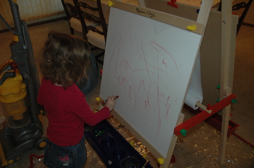 Melissa & Doug Deluxe Standing Art Easel - Dry-Erase Board, Chalkboard, Paper Roller customer photo 1