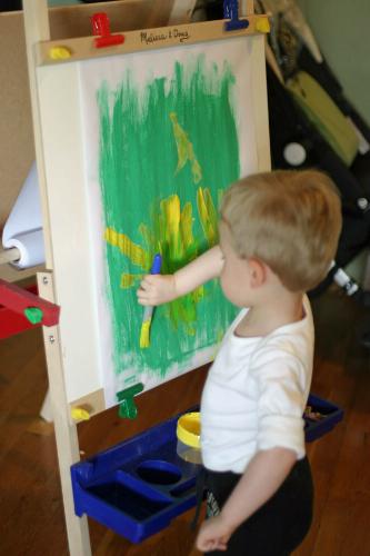 Melissa & Doug Deluxe Standing Art Easel - Dry-Erase Board, Chalkboard, Paper Roller customer photo 2