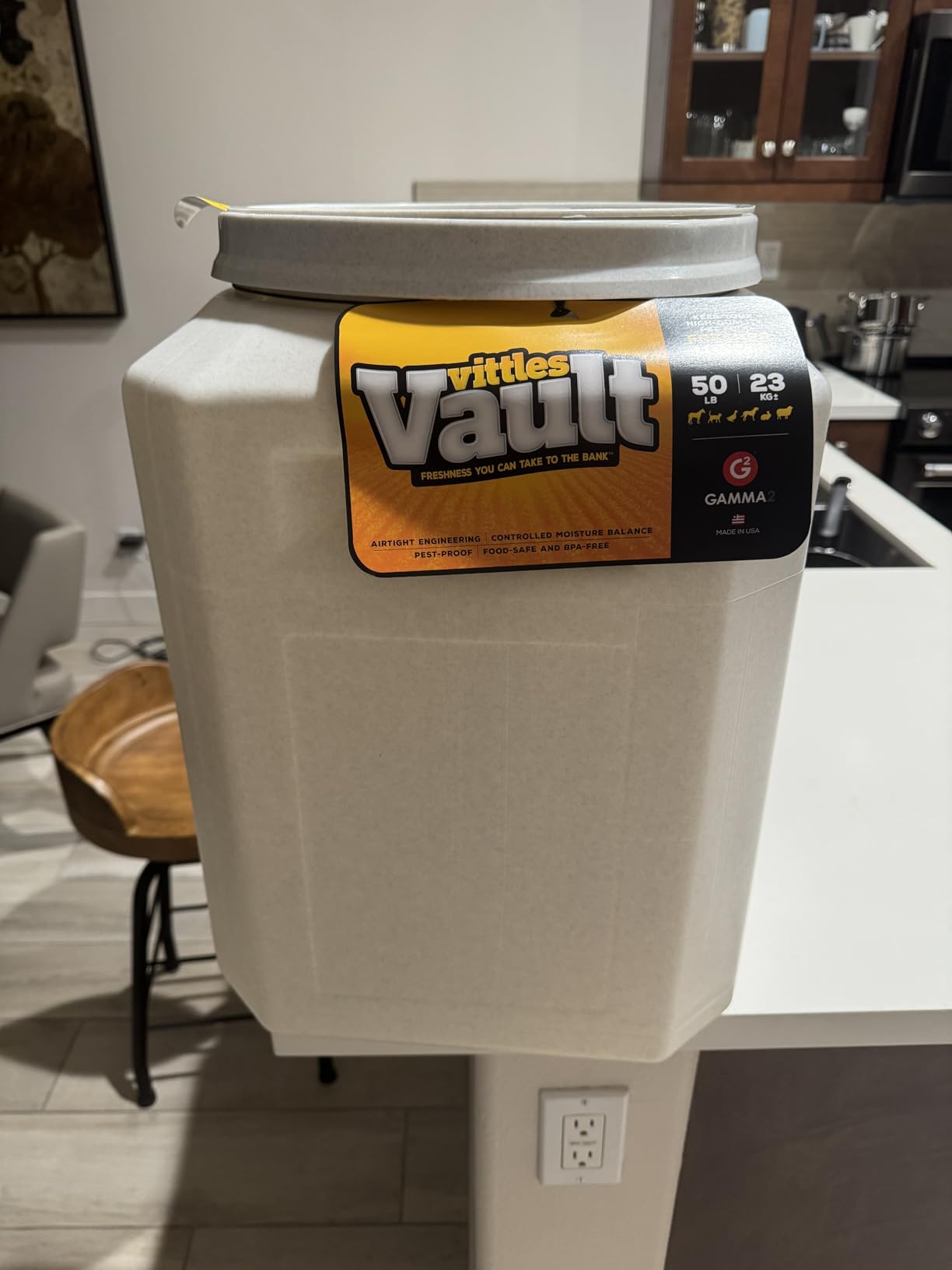 Vittles Vault Airtight Stackable Pet Food Storage Container Up to 60lbs | With Sealing Lid for Dry Pet Food, Made in USA, Measures 14.5 In L x 19 In H customer photo 2