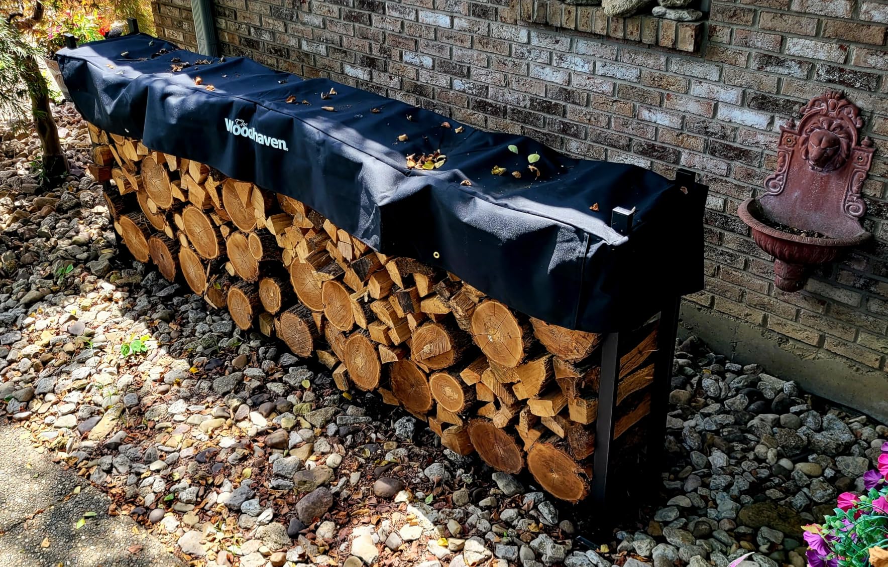Woodhaven 8-Foot Firewood Rack - American Brand - 1/2 Cord Raised Lumber Storage Rack - Keeps Wood Dry & Ready - Heavy-Duty Steel, Lifetime Structural Warranty (With Cover) customer photo 1