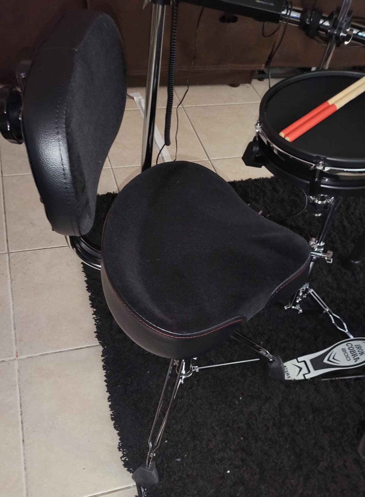 Gibraltar Drum Throne with Adjustable Height Motorcycle Seat & Backrest, Double-Braced Drum Stool, Comfortable Supportive Cushion for Drummers, Studio or Stage Use (9608MB) customer photo 1