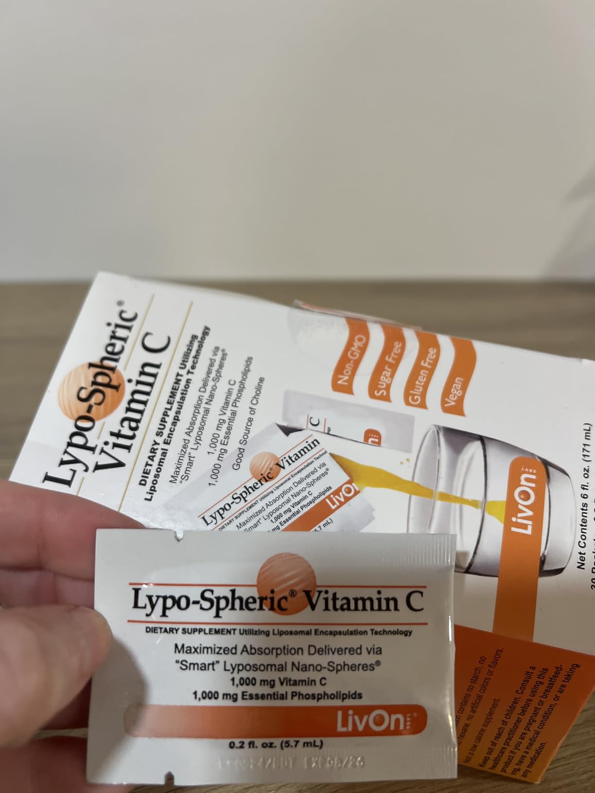 LivOn Laboratories Lypo-Spheric Liposomal Vitamin C 1000mg - No Sugar, Immune Support, Plant Based - Easy to Swallow, Absorbable - Non-GMO, Gluten Free (0.19 fl oz Individual 30 Packets) customer photo 1