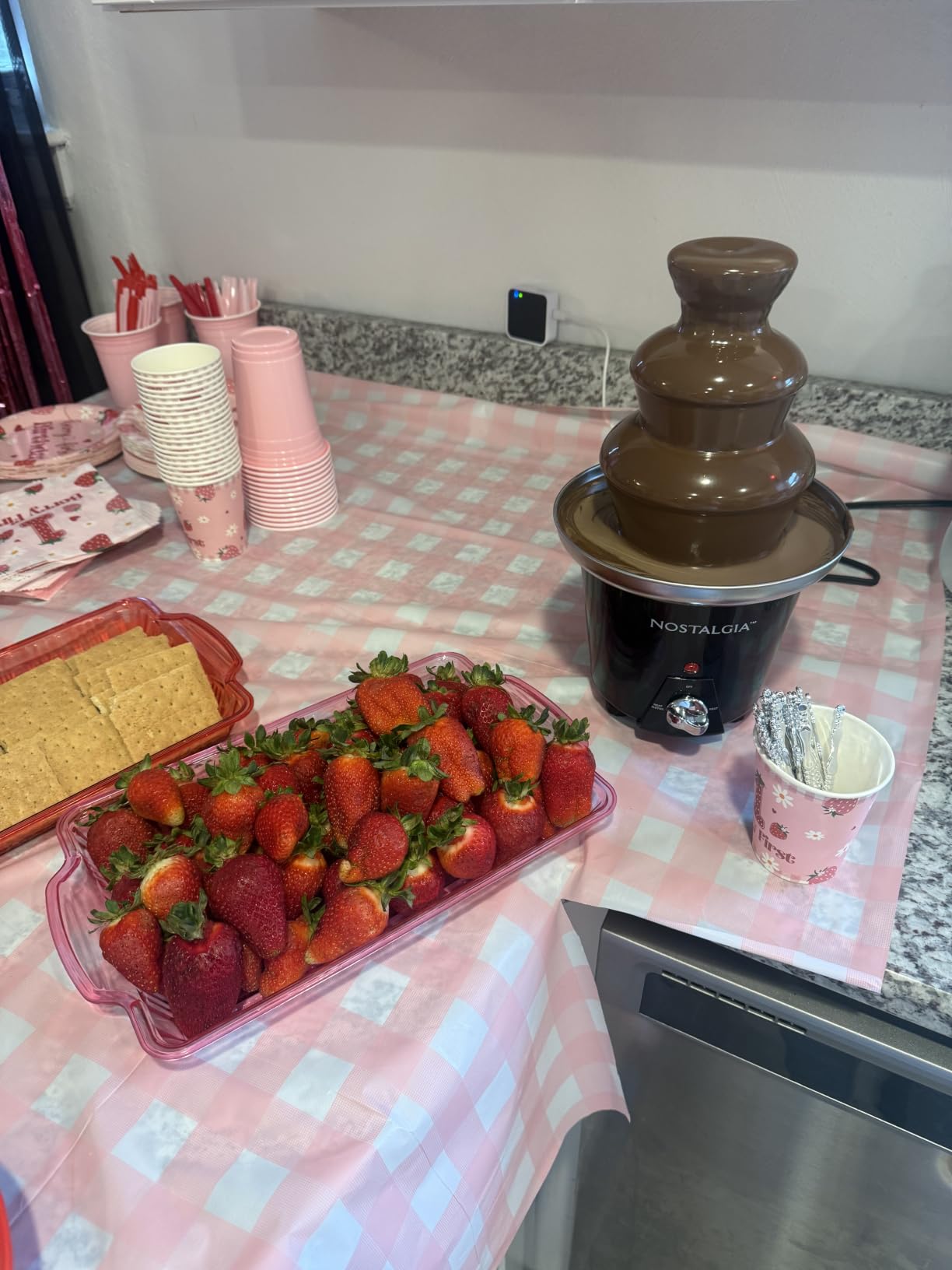 Nostalgia 3 Tier Electric Chocolate Fondue Fountain Machine for Parties - Melts Cheese, Queso, Candy, and Liqueur - Dip Strawberries, Apple Wedges, Vegetables, and More - 24-Ounce - Black, Small customer photo 1