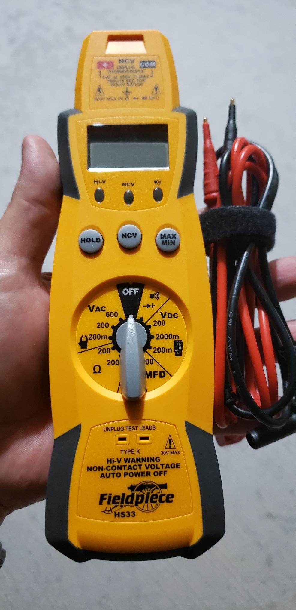 Fieldpiece HS33 Expandable Manual Ranging Stick Multimeter for HVAC/R - 400A Clamp - Non-Contact Voltage with Temperature to 1000°F - Capacitance and K-Type Thermocouple - HVAC Electrical Tester customer photo 1