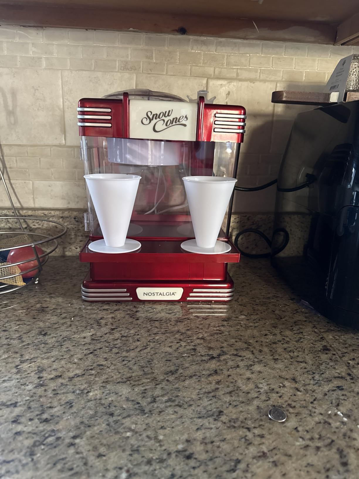 Nostalgia Snow Cone Shaved Ice Machine - Retro Table-Top Slushie Machine Makes 20 Icy Treats - Includes 2 Reusable Plastic Cups & Ice Scoop - Retro Red customer photo 1